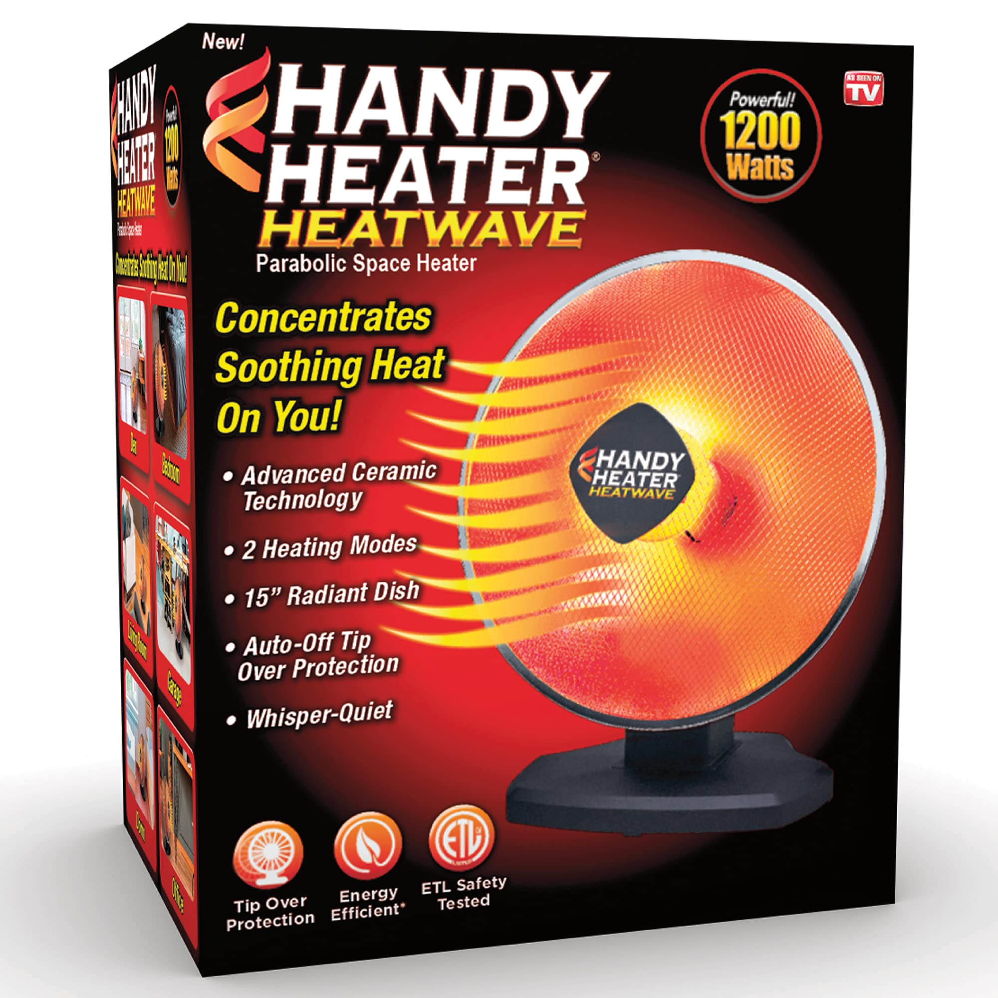 Ontel Handy Heater Heatwave Parabolic Space Heater with Ceramic Heating Technology