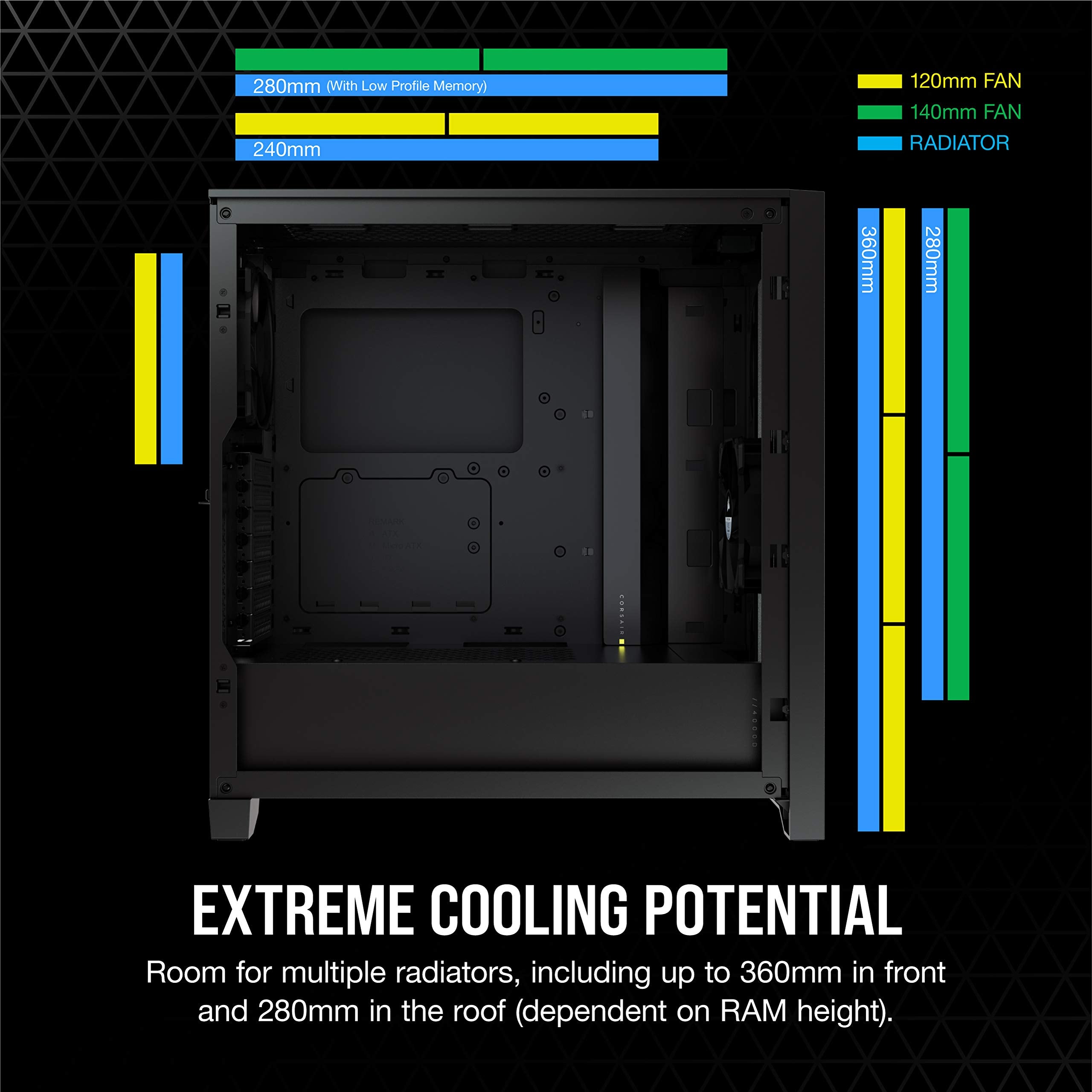Corsair 4000D Airflow Tempered Glass Mid-Tower Atx Case With Teak Front Panel - High-Airflow - Cable Management System - Spaciou