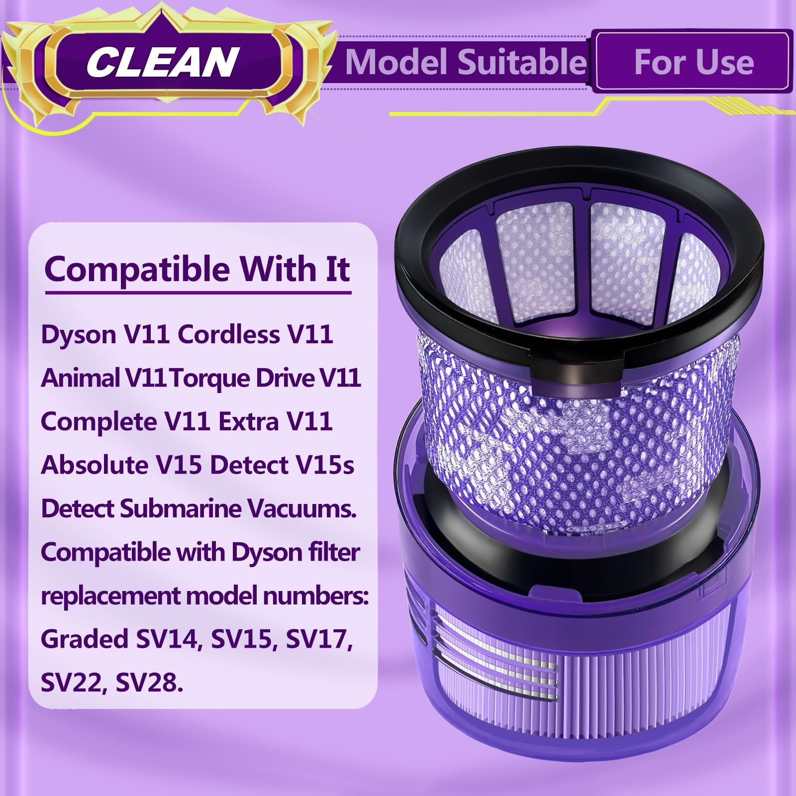 Vacuum Filter Replacement Parts Compatible With Dyson V11 Torque Drive V11 Animal V11 Complete V11 Extra V15 Detect V15S Detect