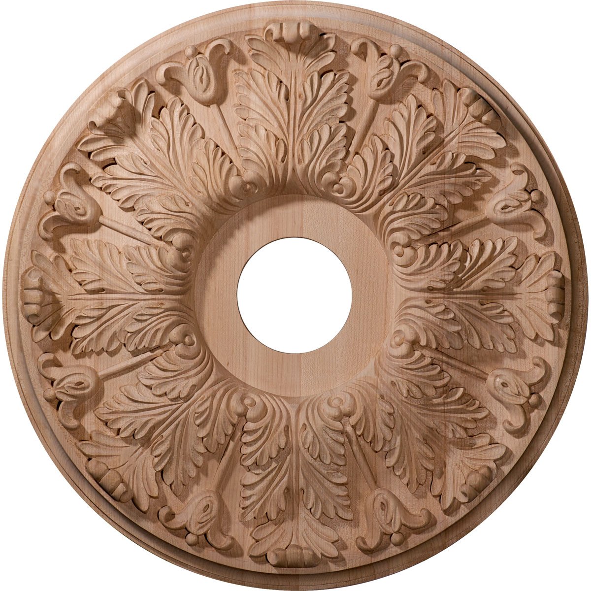 Ekena Millwork 16''Od X 3 7/8''Id X 1 1/8''P Carved Florentine Ceiling Medallion, Red Oak (Fits Canopies Up To 5 3/8'')
