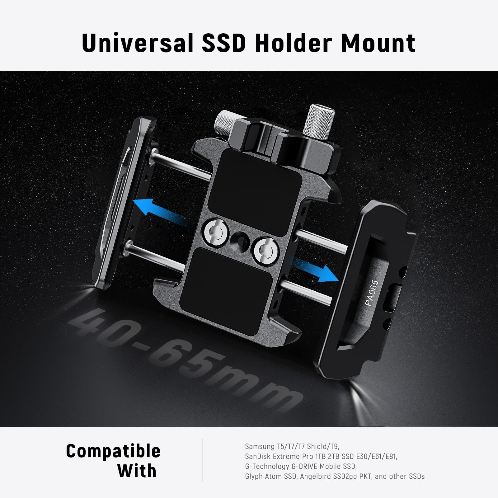 Neewer Ssd Holder 40-65Mm Quick Release Ssd Bracket Mount With Cable Clamp Compatible With Smallrig Phone Cage For 16 Pro Max 15