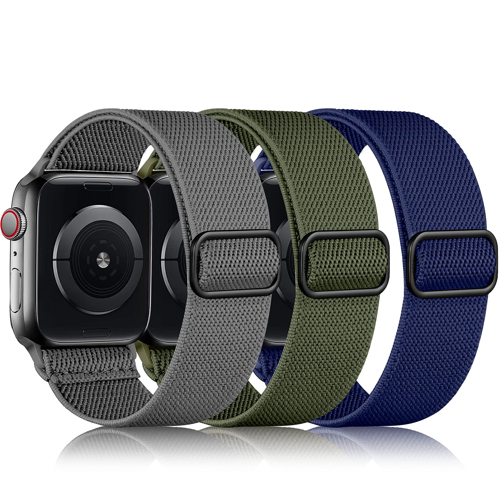 Daqin 3 Pack Nylon Solo Loop Compatible With Apple Watch Band 46Mm 45Mm 44Mm 49Mm 42Mm 41Mm 40Mm 38Mm, Stretchy Braided Sport St