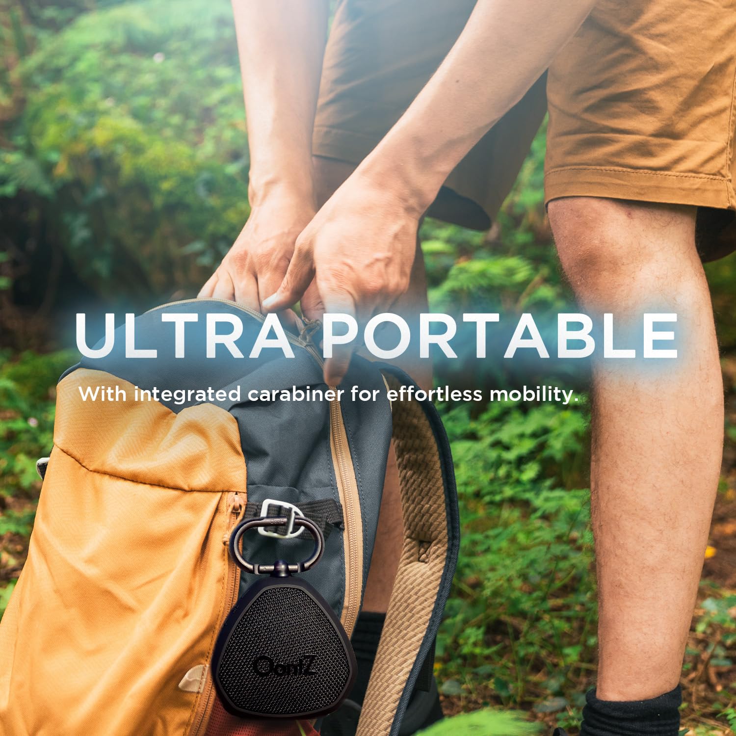 Oontz Clip Portable Wireless Bluetooth Speaker With Carabiner, 12W Ipx7 Waterproof Outdoor Travel Speaker