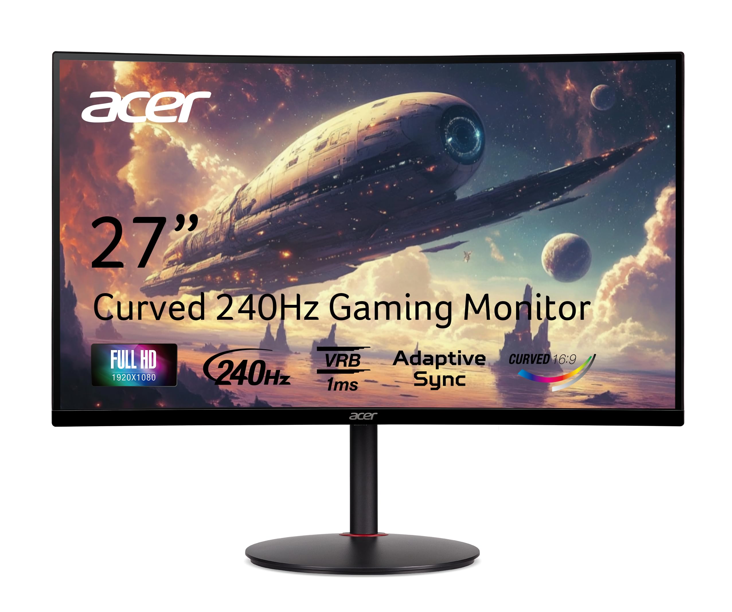 Acer Nitro Xz270 Xbmiipx 27 1500R Curved Full Hd (1920 X 1080) Va Zero Frame Gaming Monitor With Adaptive Sync, 240Hz Refresh Ra