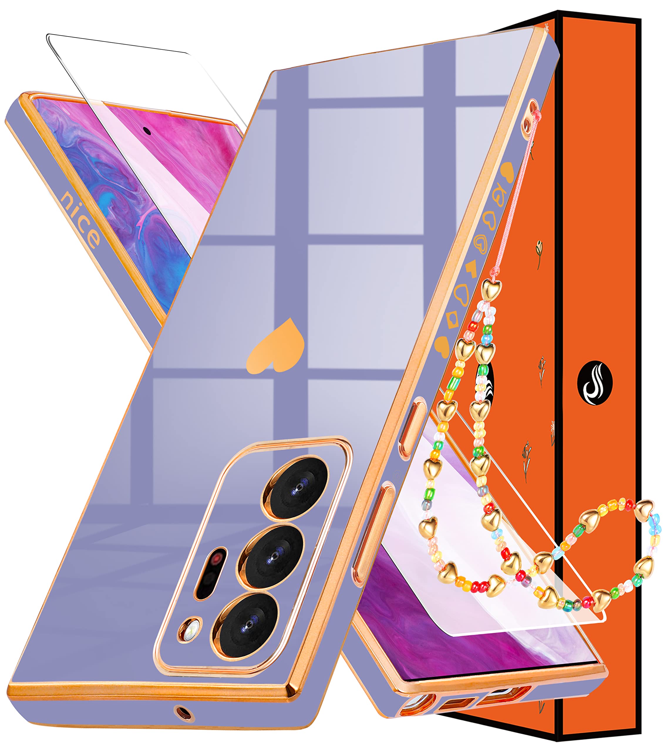 Shorogyt (3In1 Heart Case For Samsung Galaxy Note 20 Ultra 5G/4G 6.9 Inch Women Cute Aesthetic Love Hearts Pattern Girls Dark Bl