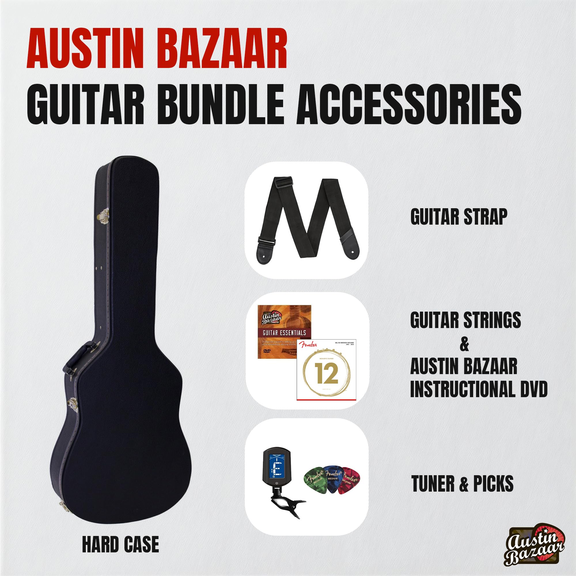 Fender Cd-60S Solid Top Dreadnought Acoustic Guitar - All Mahogany Bundle With Hard Case, Tuner, Strap, Strings, Picks, And Aust