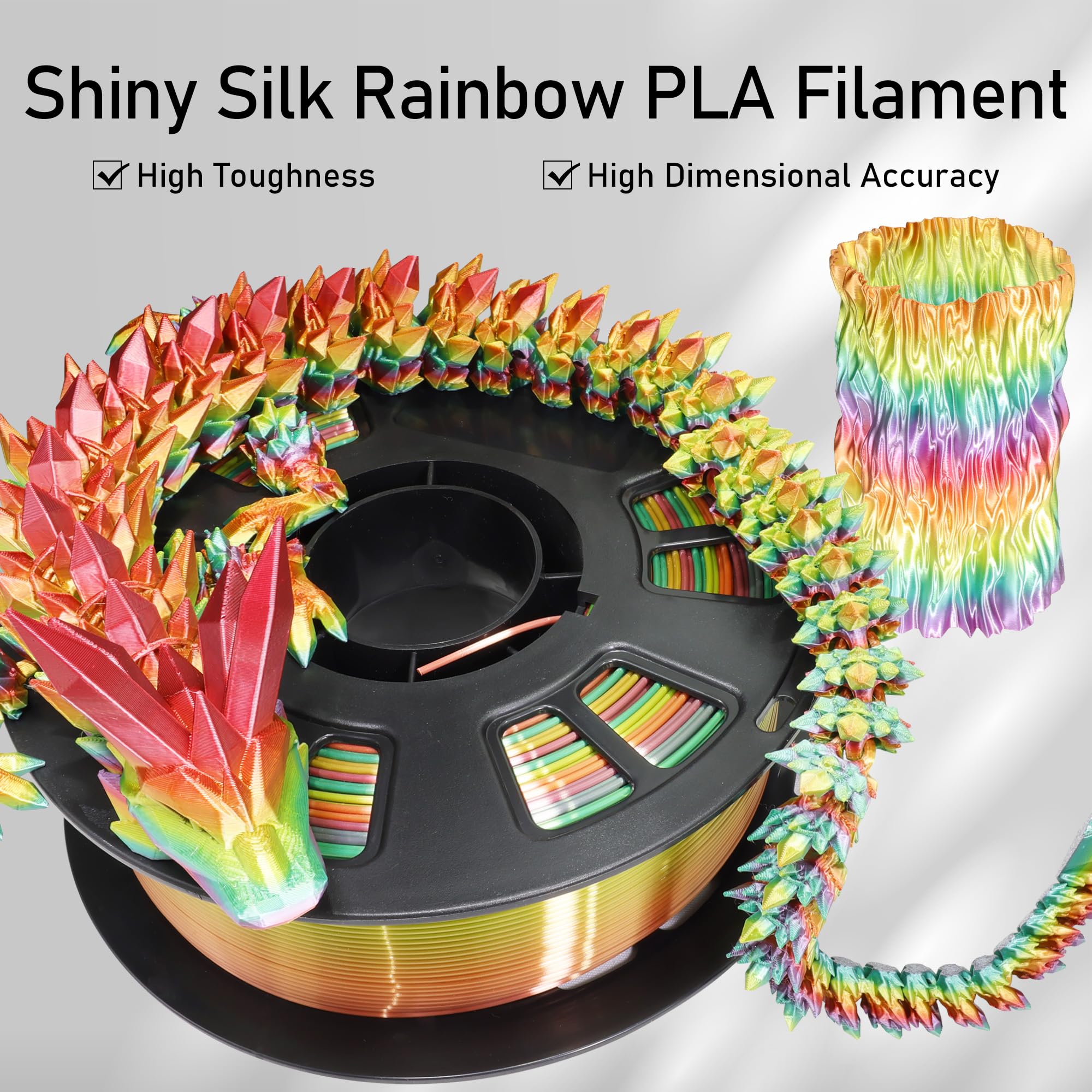 Do3D Silk Multicolored Rainbow Pla 3D Printer Filament, 1.75Mm Pla Fast Color Change 3D Printing Material, 1Kg Spool (2.2Lbs),Fo