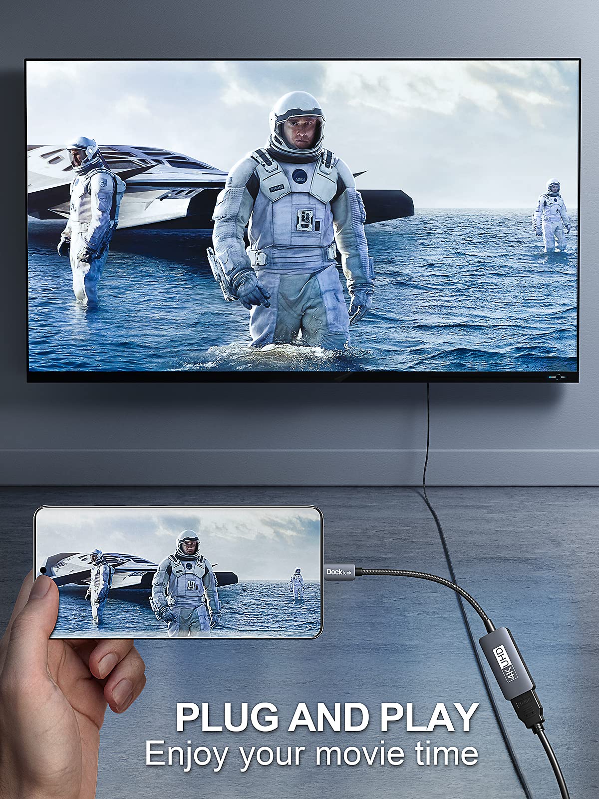 Dockteck Usb C To Hdmi Adapter 4K 60Hz Cable, Type-C To Hdmi Adapter [Thunderbolt 3/4 Compatible], Usb C To Hdmi Video Converter