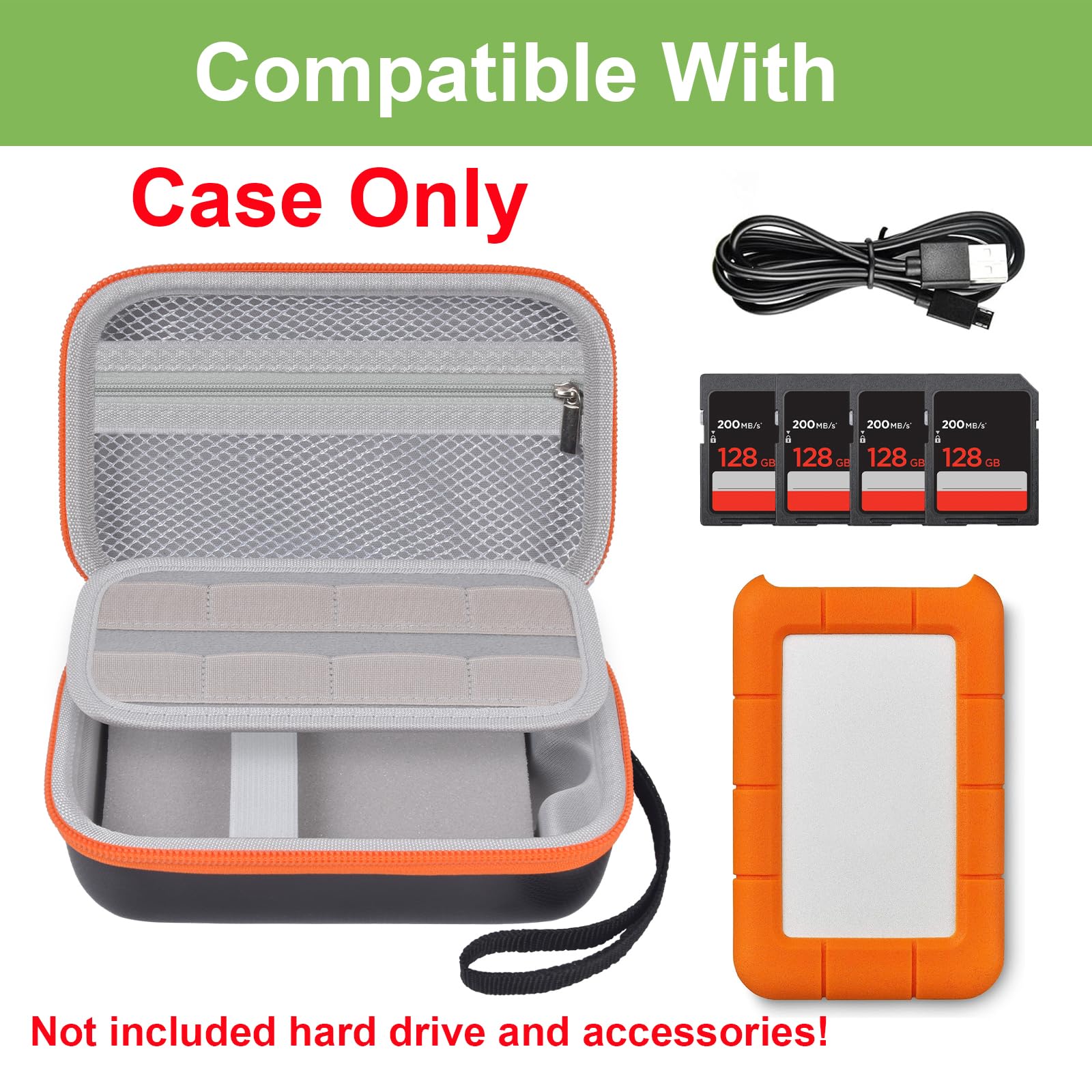 Case Compatible With Lacie Rugged Mini 1Tb/ 2Tb/ 4Tb/ 5Tb External Hard Drive Portable Hdd, Storage Holder For Hard Drives For M