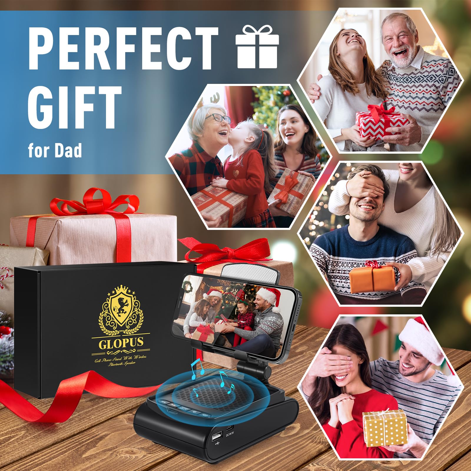 Birthday Gifts For Men, Cell Phone Stand With Wireless Bluetooth Speaker, Men Gifts For Dad Him Husband Boyfriend, Cool Gadgets