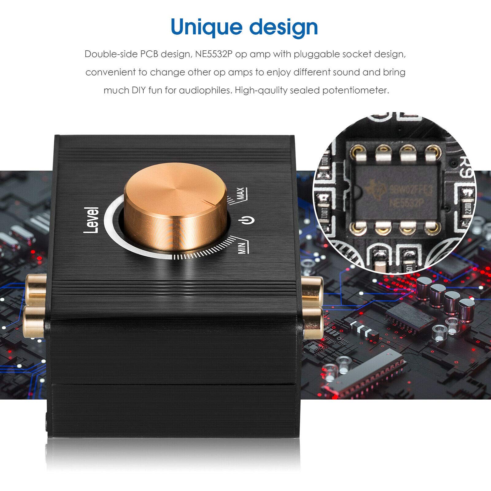 Mini Stereo Line Level Booster Amplifier Audio Preamp 20Db Gain Volume Control