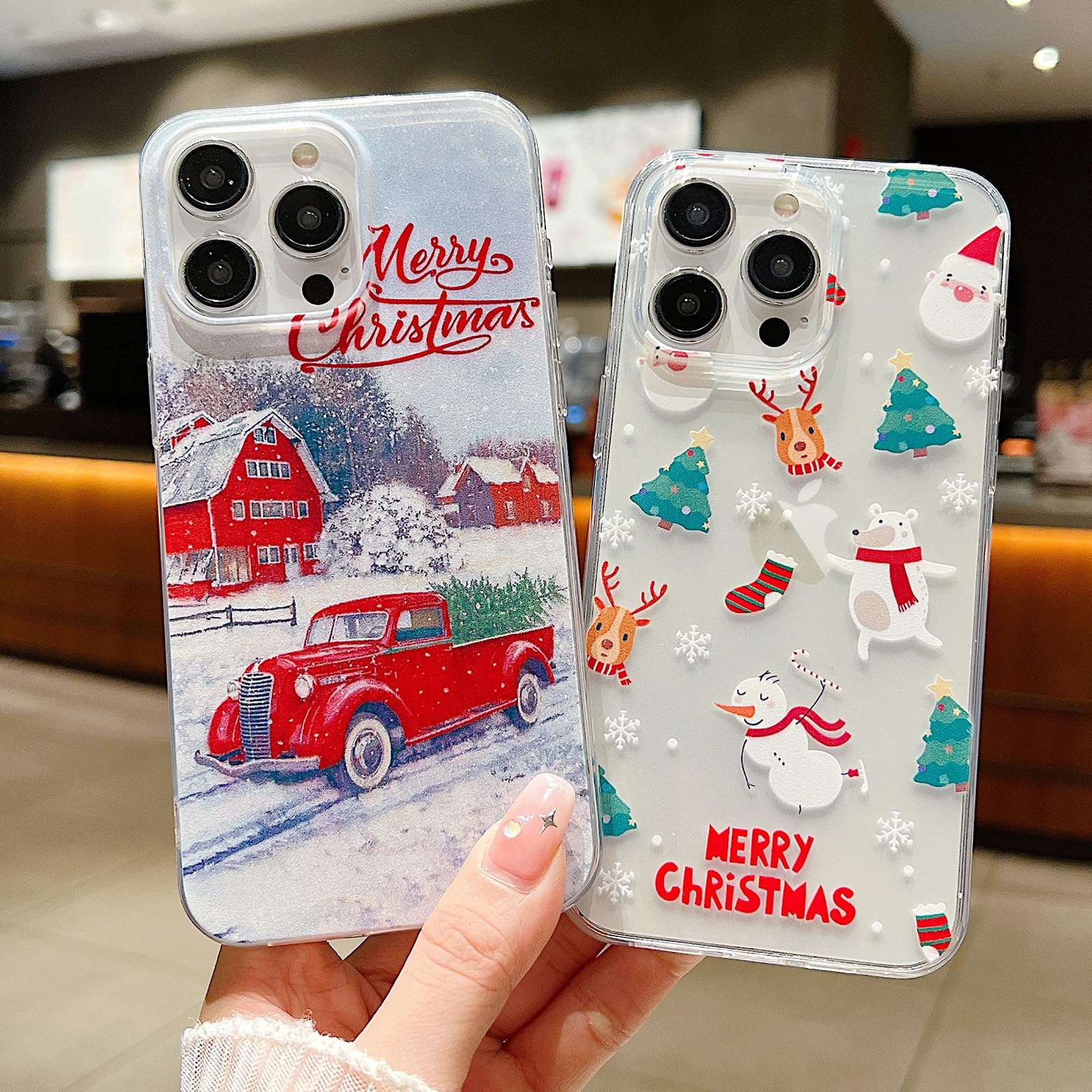Lchulle Compatible With Iphone 13 Pro Christmas Case Xmas Santa Holiday Transparent Clear Design Women Men Kids Soft Tpu Silicon