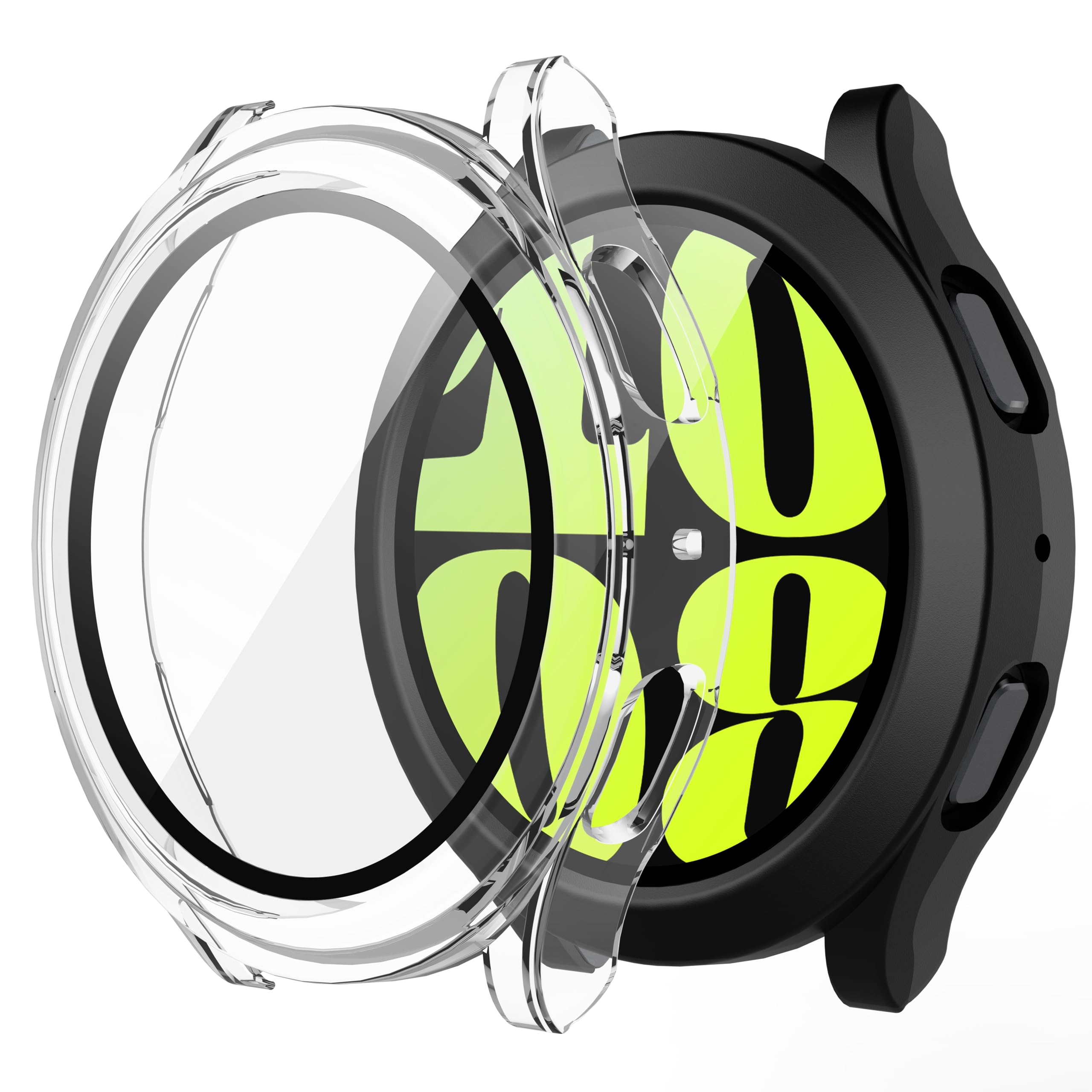 Misxi 2 Pack Hard Pc Screen Protector Case With Tempered Glass, Compatible For Samsung Galaxy Watch 6 44Mm, Ultra Thin Scratch R