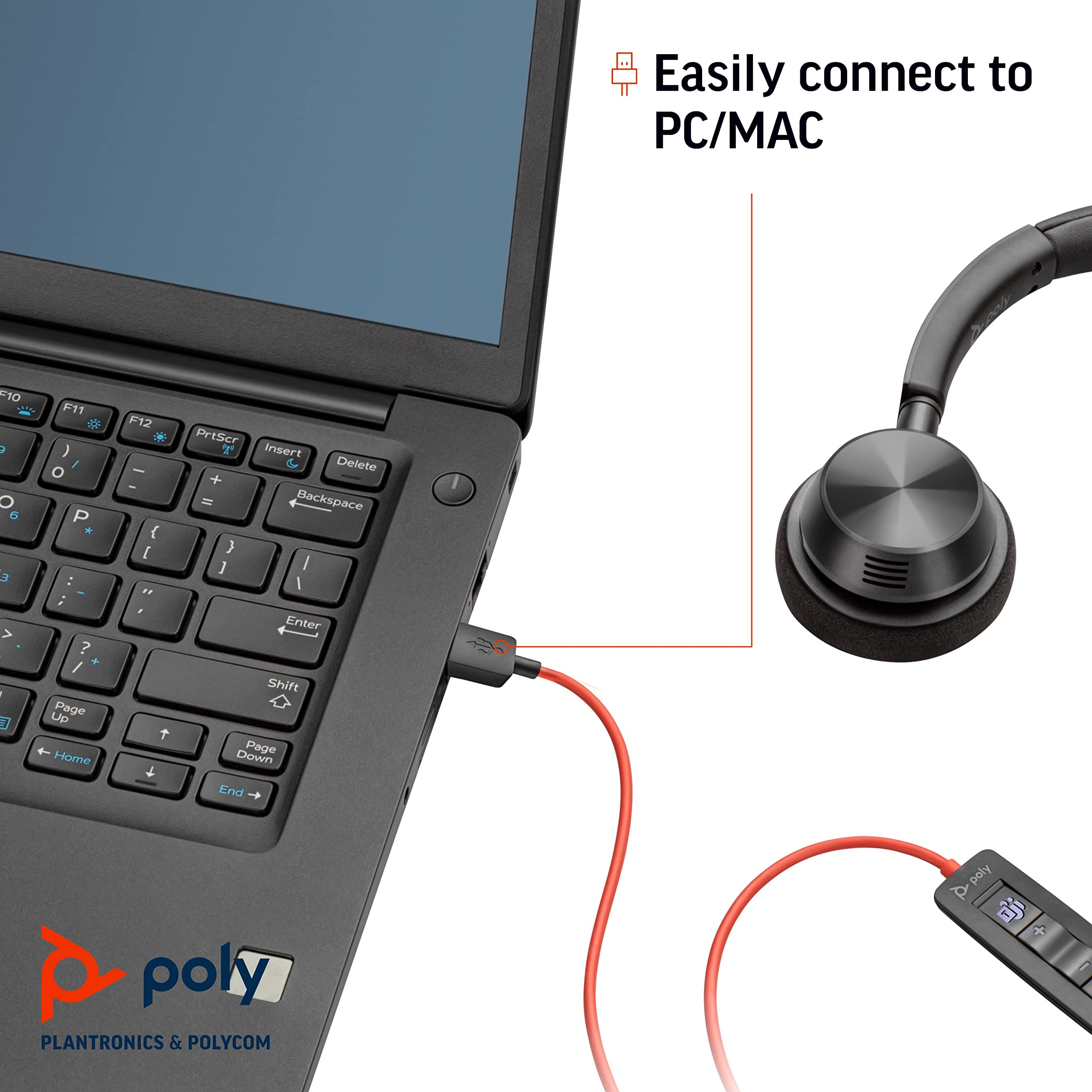 Plantronics - Blackwire 3315 - Wired, Single-Ear (Mono) Headset With Boom Mic, Usb-A/3.5Mm To Connect To Your Pc, Mac, Cell Phon