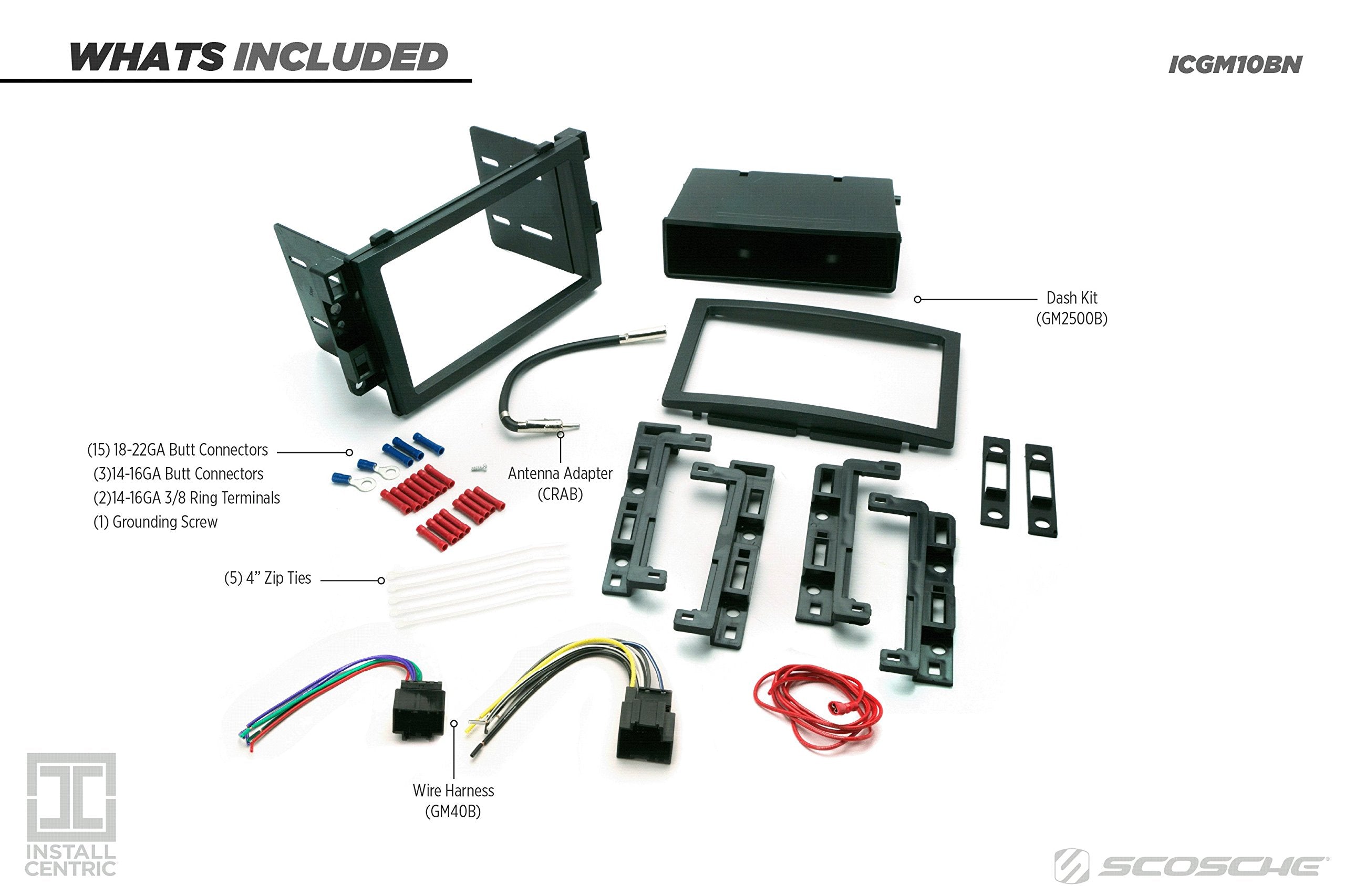 Scosche ICGM10BN Complete Double/Single DIN Stereo Installation Kit for Select Non Amplified 2006 17 General Motors Vehicles   No Steering Wheel Remote   See Fit Guide in Images to Verify Your Vehicle