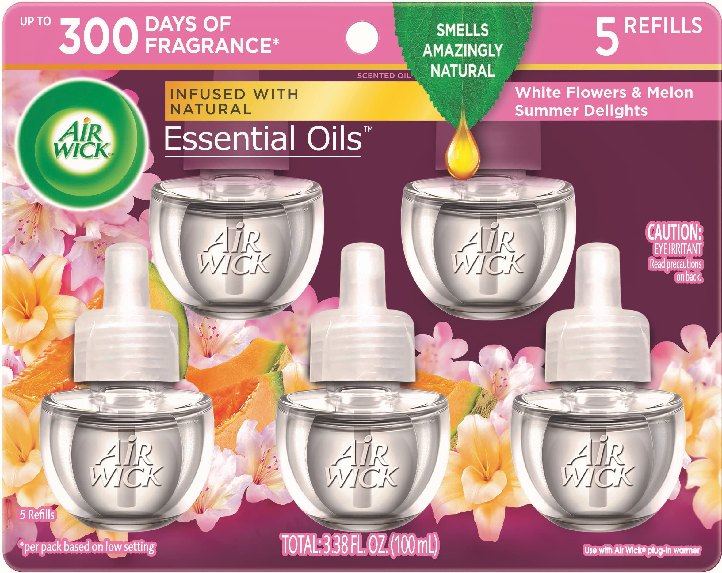 Air Wick Plug In Scented Oil Refill, 5Ct, Summer Delights, Air Freshener, Essential Oils