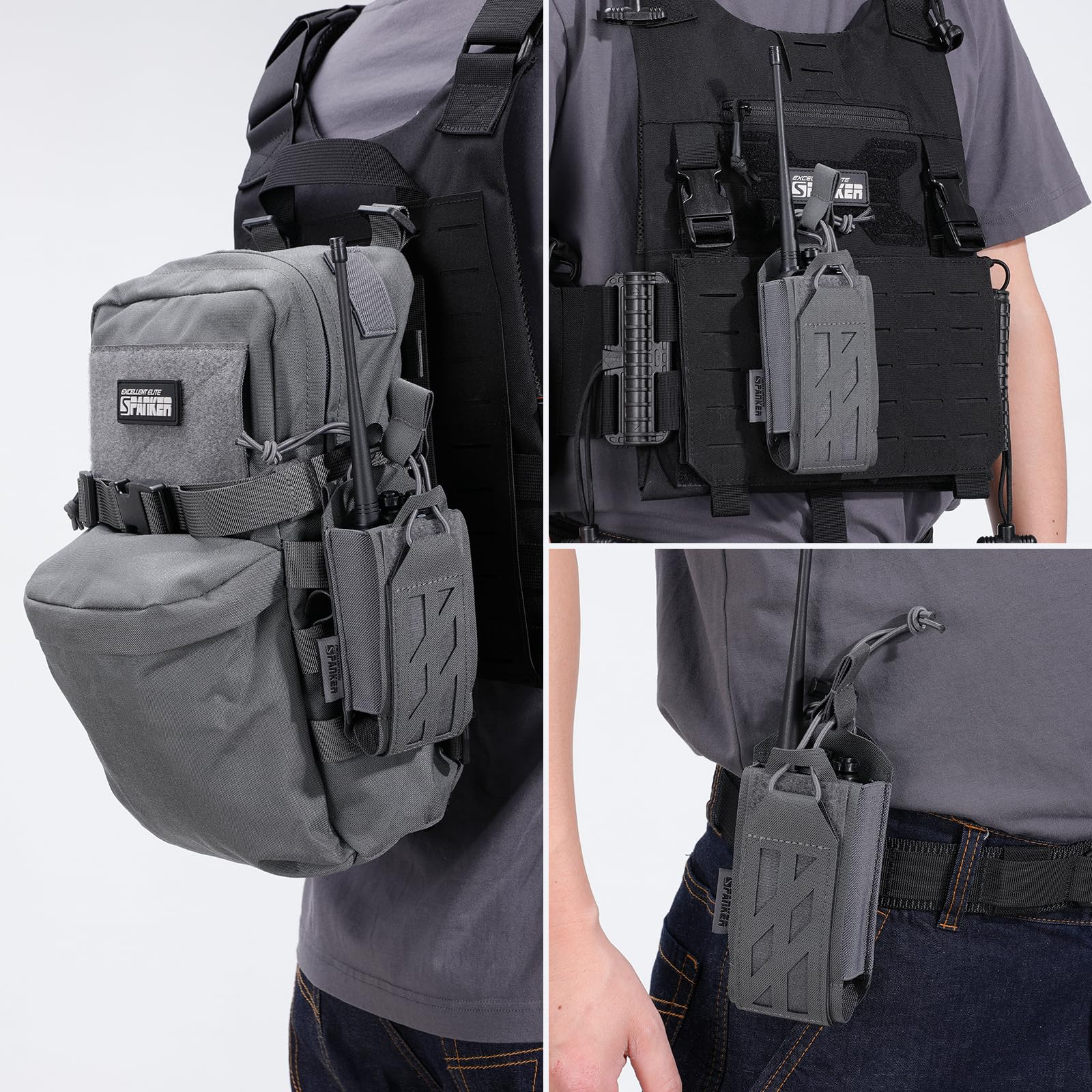 Excellent Elite Spanker Tactical Universal Radio Holster Holder Molle Radio Pouch Adjustable For Duty Belt,Vest For Two Ways Wal