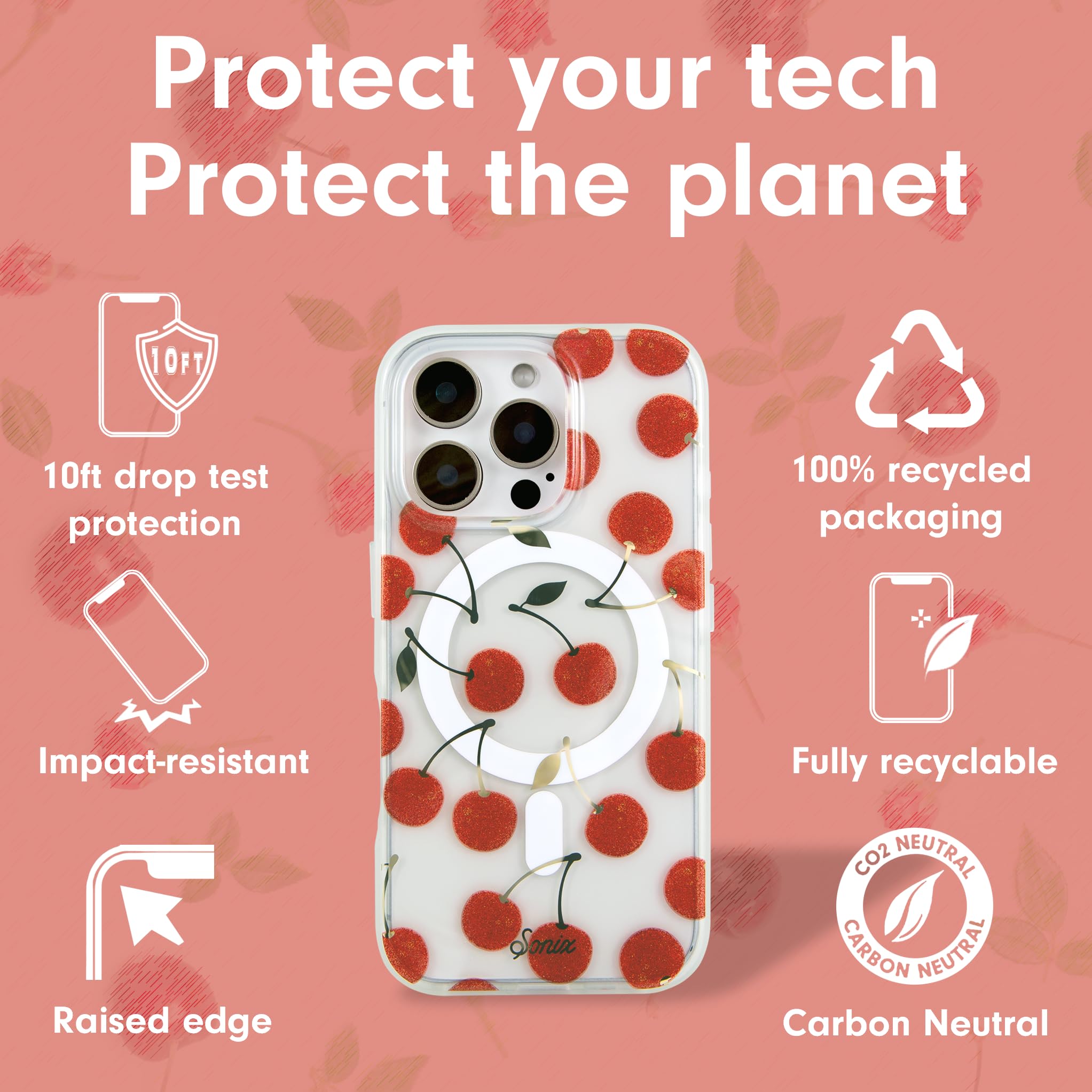 Sonix Case For Iphone 16 Pro | Compatible With Magsafe | 10Ft Drop Tested | Cherry On Top