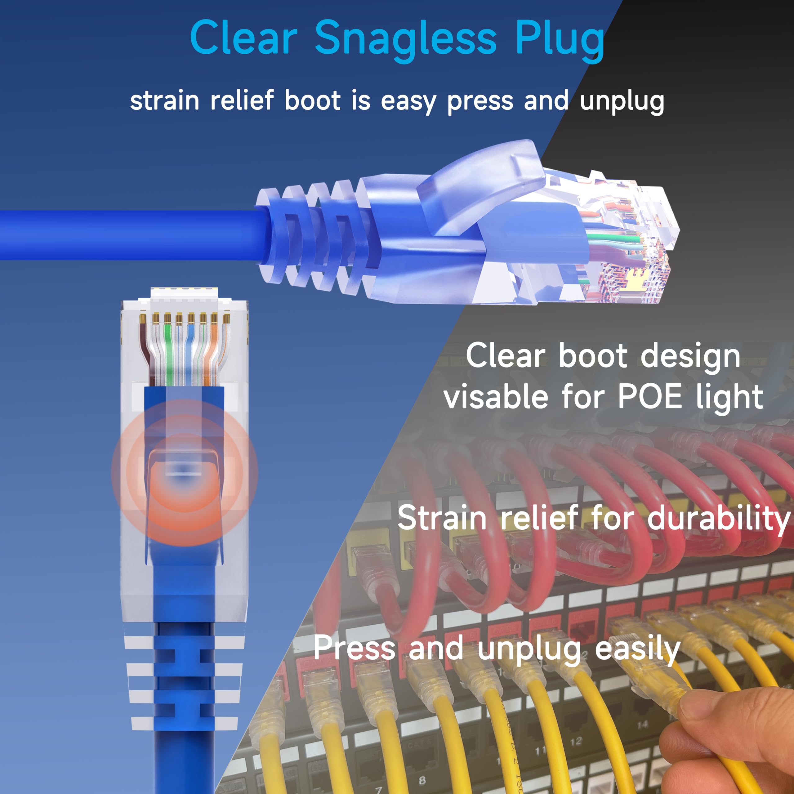Lysymixs Cat6 Ethernet Patch Cable 0.5 Ft (10 Pack), Cat6 Patch Cable For Data Centers, Cat 6 Patch Cable 10G, Network Patch Cab