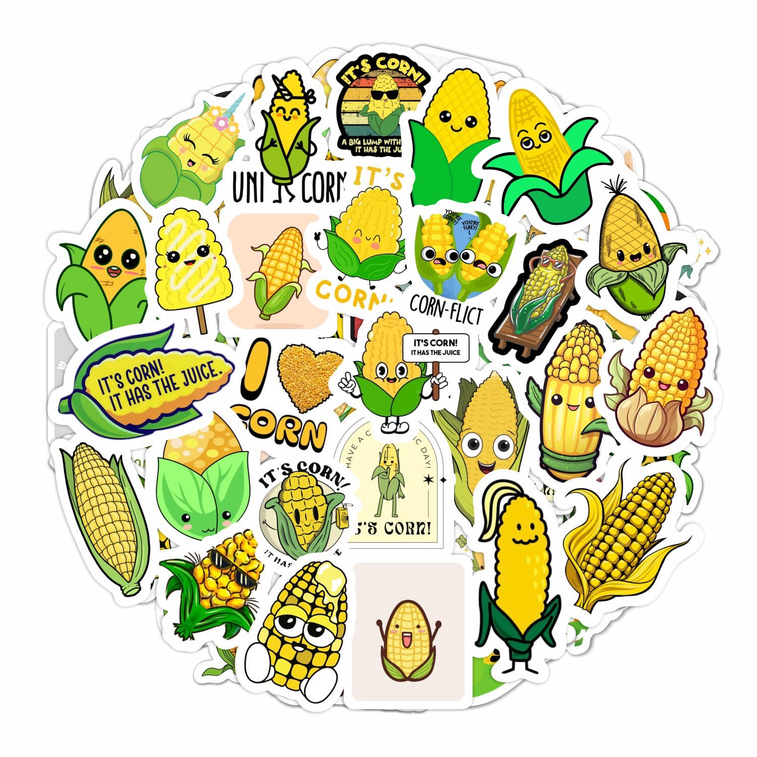 Corn Stickers For Water Bottle And Laptop   Corn Party Favors & Decorations, Waterproof Vinyl Decals, Cute Vegetable And Farm St