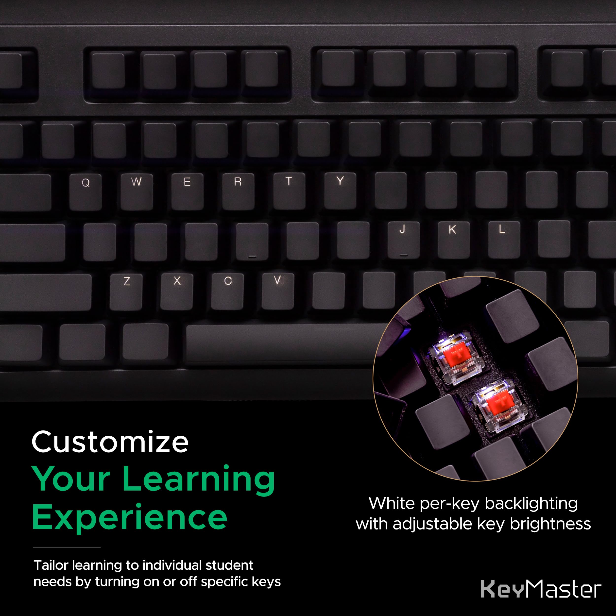 Practice Typing With Learn To Type Keyboard; Show Or Hide Key Visibility As Students Learn To Touch Type; Shine Through Key Caps