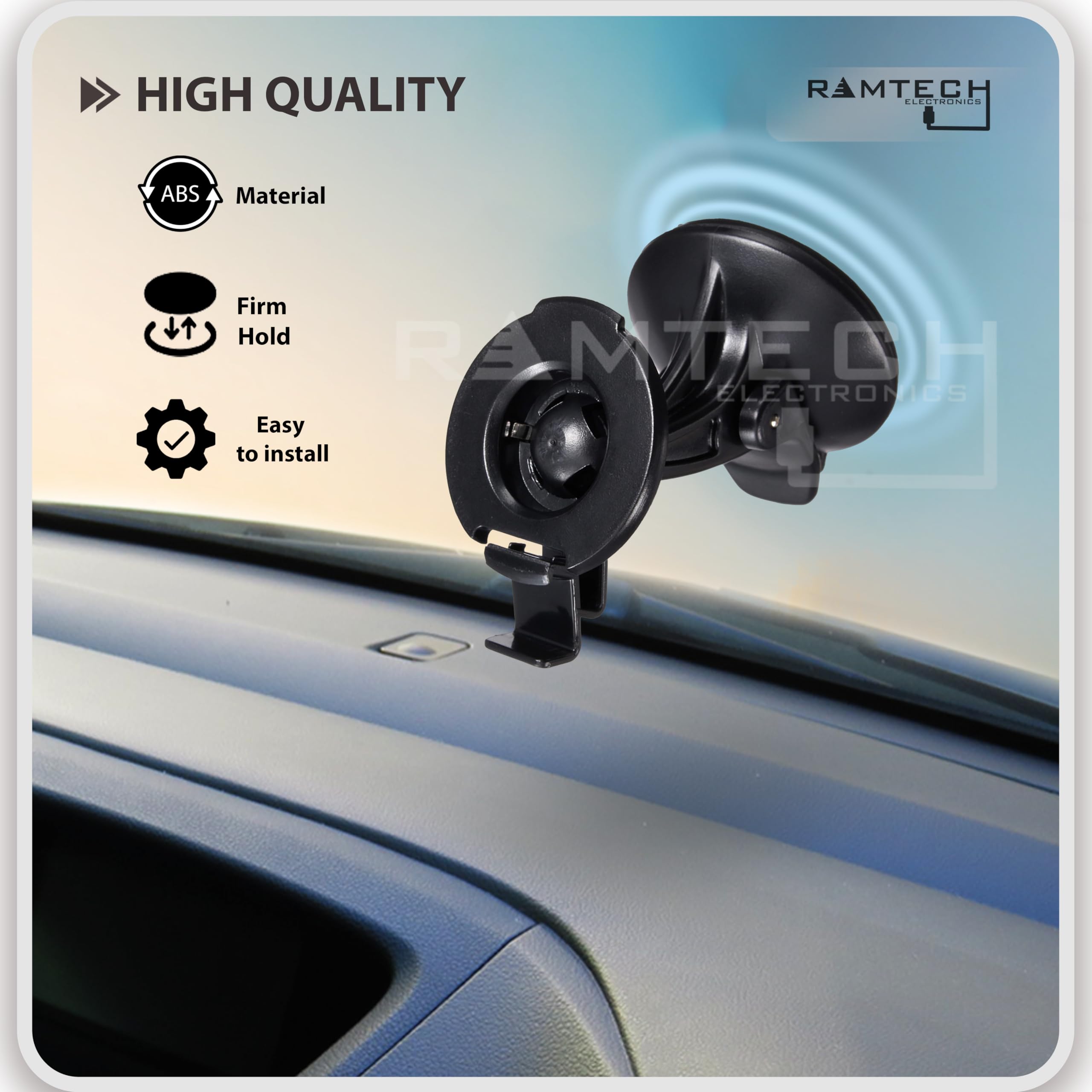 Ramtech Car Windshield Suction Cup Gps Mount With Bracket, Compatible With Garmin Dezl 570Lmt 580 Lmt S, Otr500, Otr610, Otr620, 0Tr700, Otr710, Otr720 Truck Gps, Rv 660Lmt, Rv 770 Lmt S, Rv 780, Scr