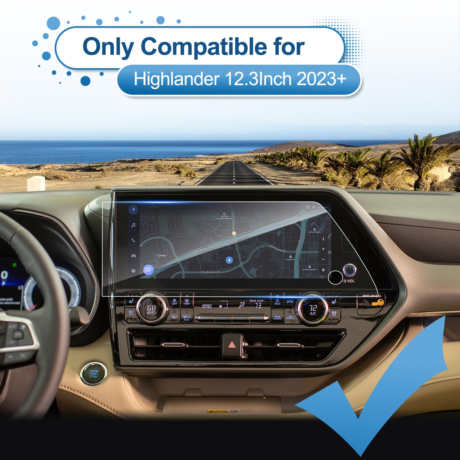 Coleya 2023 2024 Highlander Screen Protector For Toyota Highlander (Xle/Xse/Limited/Platinum/Hybrid Bronze Edition) 12.3 In Touc