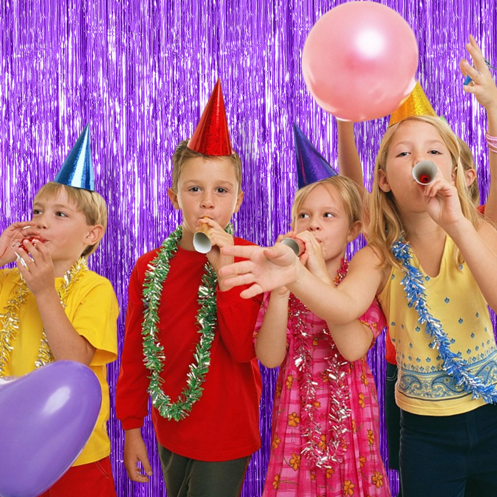 20 Pack Foil Curtain Backdrop Purple Metallic Tinsel Foil Fringe Curtains Photo Booth Props For Birthday Wedding Engagement Baby