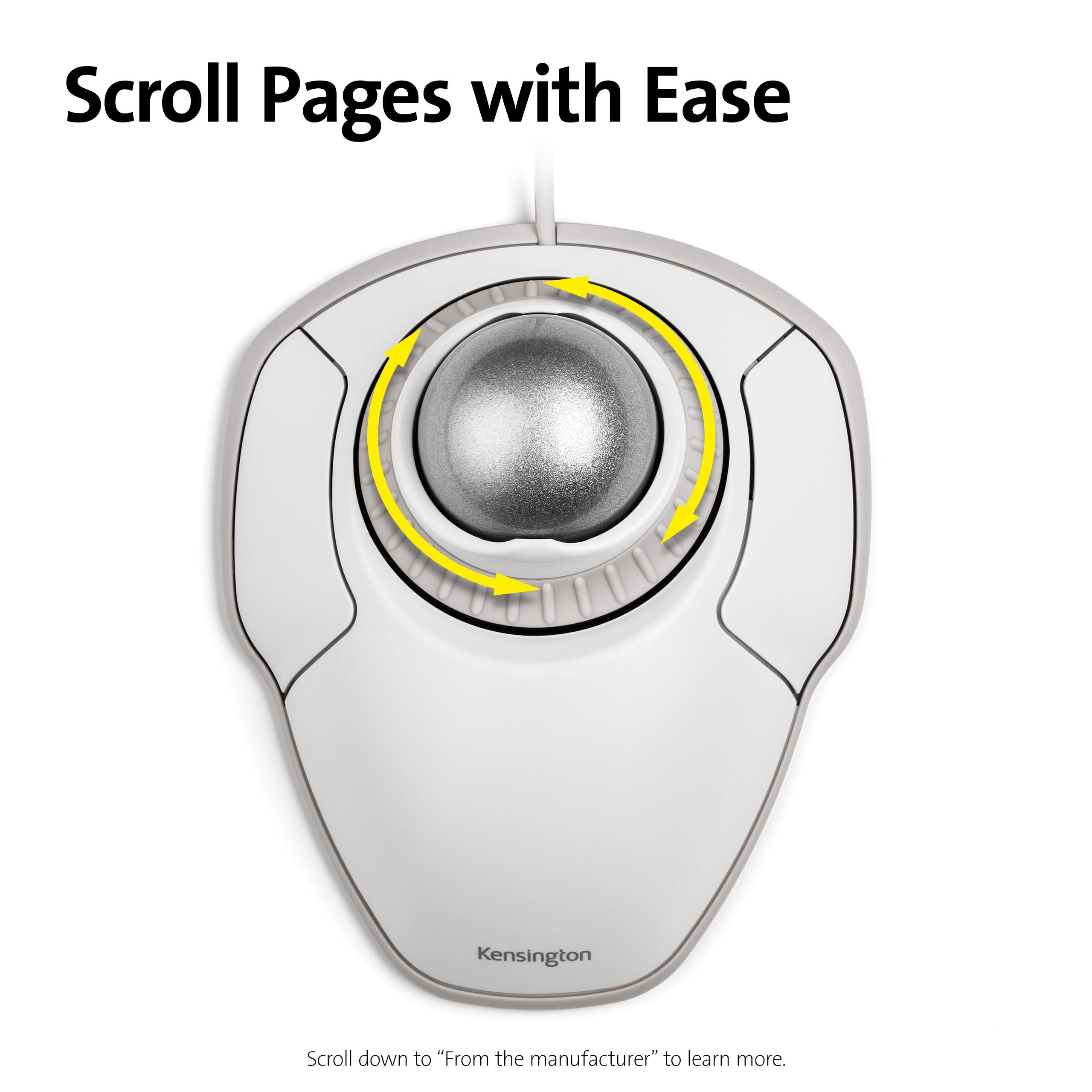 Kensington Orbit Trackball Mouse With Scroll Ring (White) (K72500Ww)
