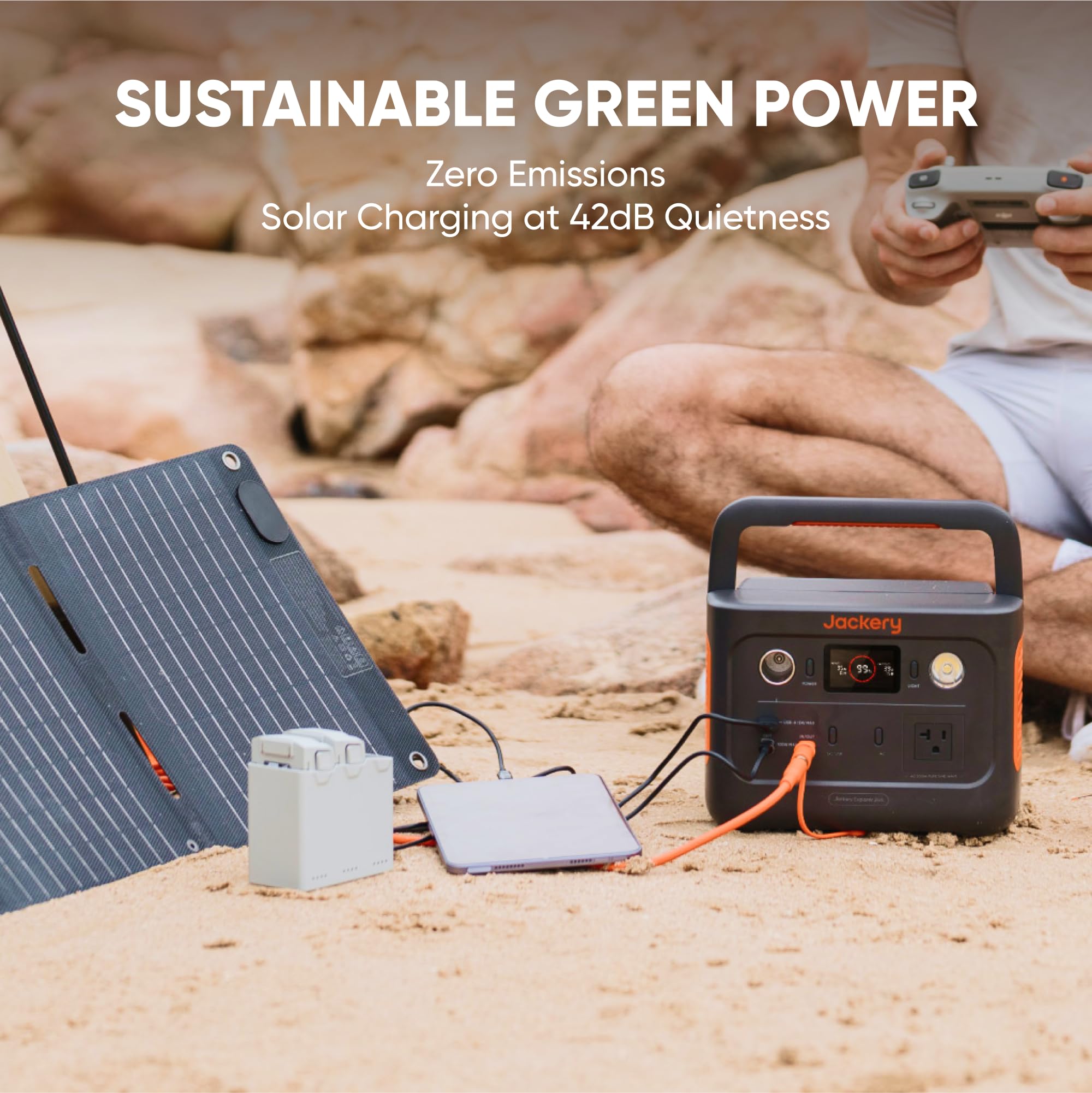 Jackery Solar Generator 240 V2 And 40W Mini Solar Panel 2024 New Version, 256Wh Lifepo4 Battery, 300W Ac & 100W Usb C Output, Ul