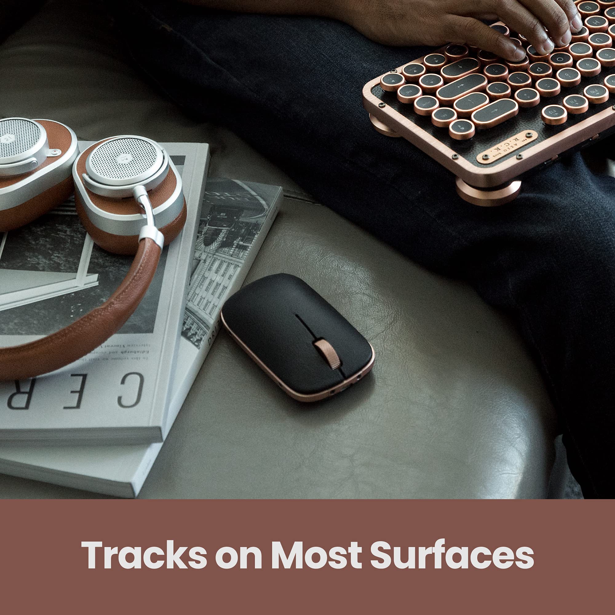 Azio Bluetooth Rm Rcm L 03 Retro Classic Mouse (Artisan), Black And Gold