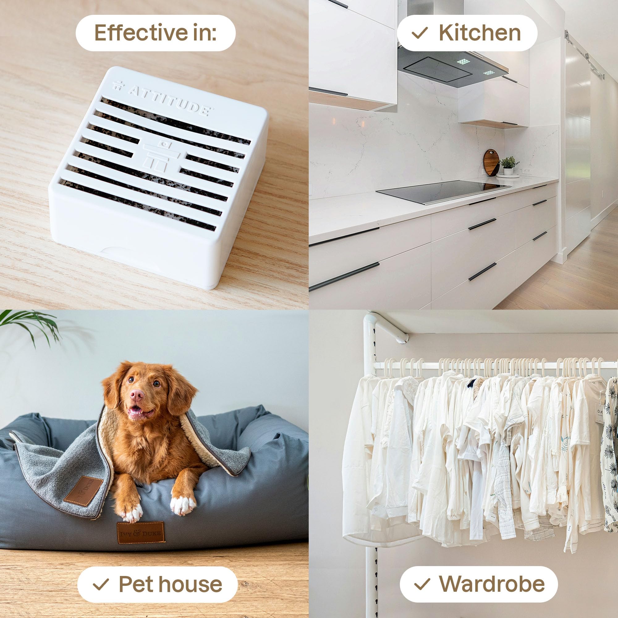 Attitude Air Purifier With Activated Carbon Filter, Plant  And Mineral Based Ingredients, Traps Pet Odors And Pollutants, Vegan