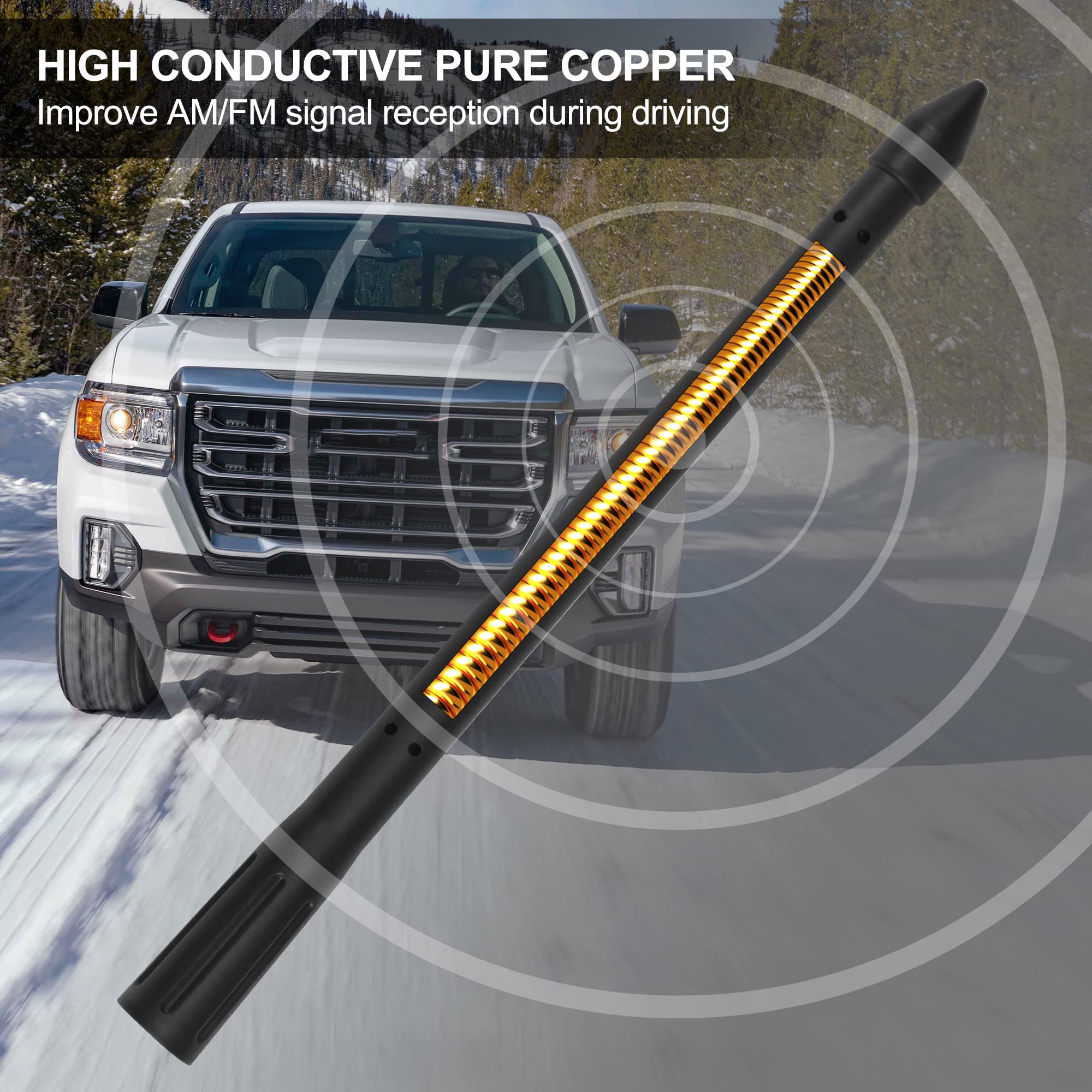 Ksaauto 8'' Rocket Style Car Truck Antenna For Gm Chevy Silverado 1500 2500 3500 Hd Avalanche Traverse Equinox Gmc Sierra 1500 2