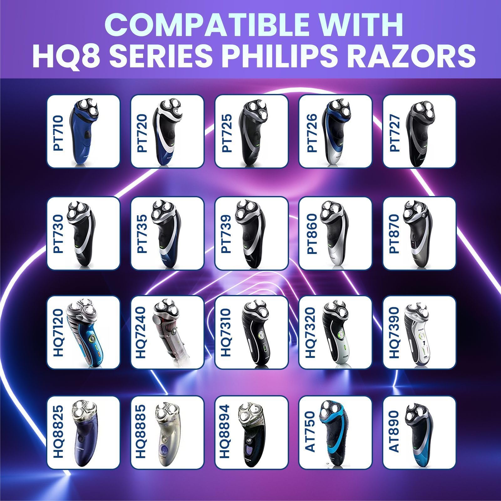 Golden Lotus Creations Hq8 Replacement Heads Compatible With Philips Norelco Aquatec Electric Shaver Razor Series Hq8 At880 Pt73