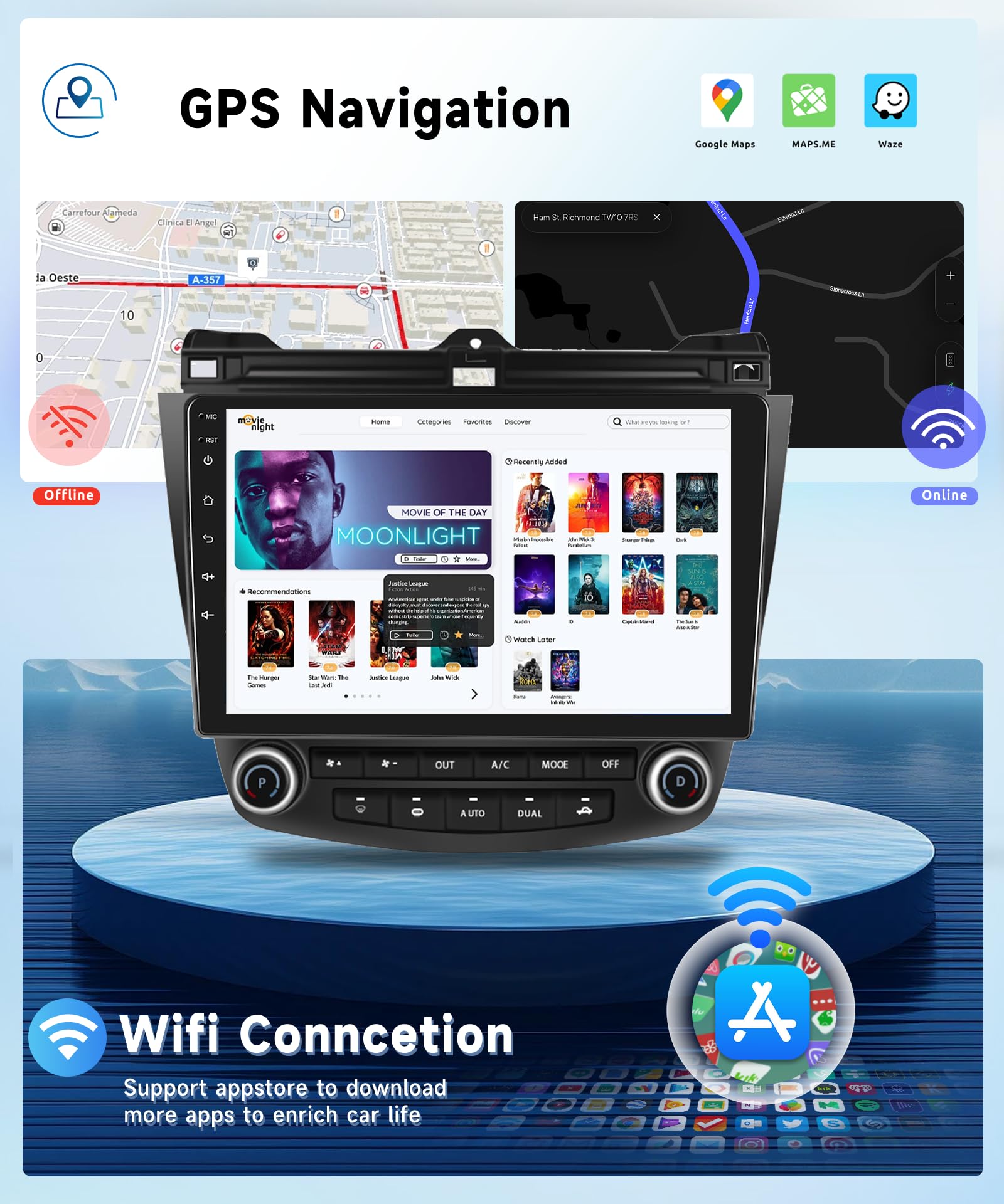 For Honda Accord 7Th 2003 2007 Android Car Stereo With Wireless Carplay/Android Auto 10.1'' Touchscreen Autoradio Support Wifi G