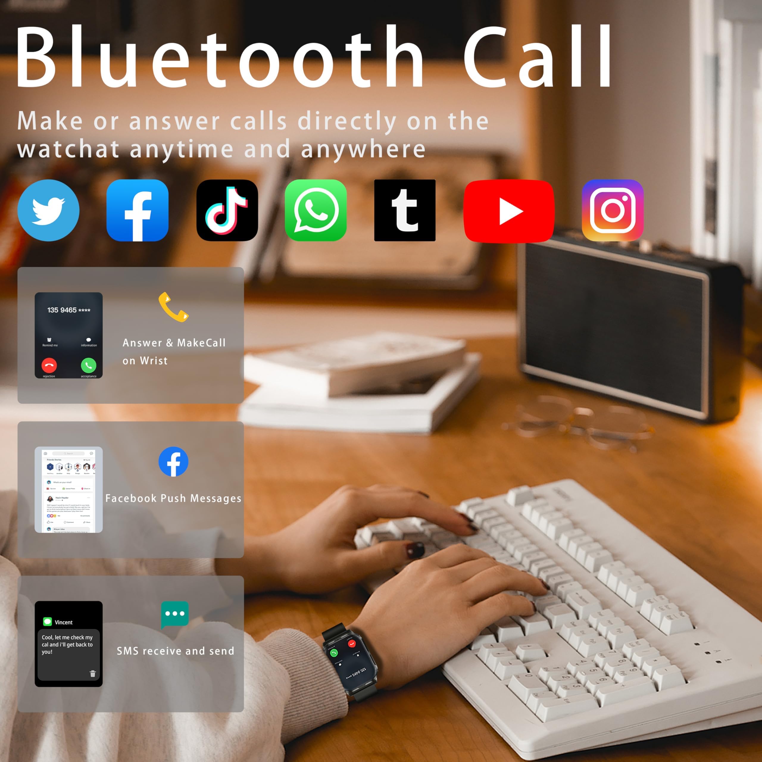 Ledxbnss Smart Watch For Men Women With 2.1 '' Hd Screen Military Watches, Call & Text For Android Ios, Heart Rate & Activity Tr