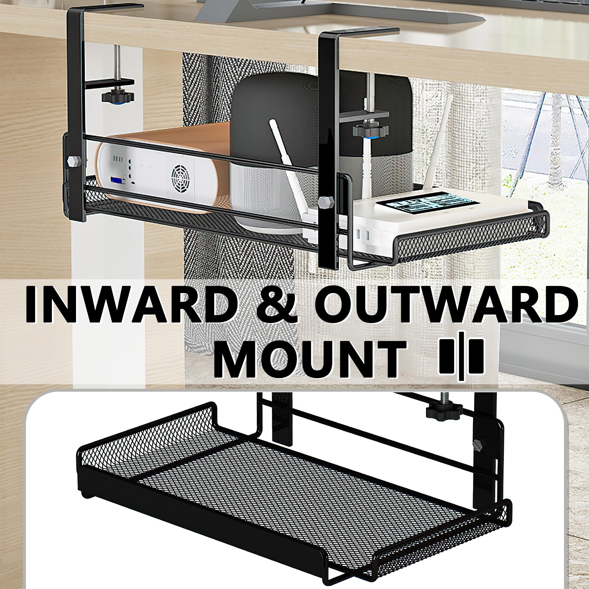 Lifefan Cable Management Under Desk Cord Wire Organizer Under Desk Cable Management Tray Under Desk Shelf (Large)