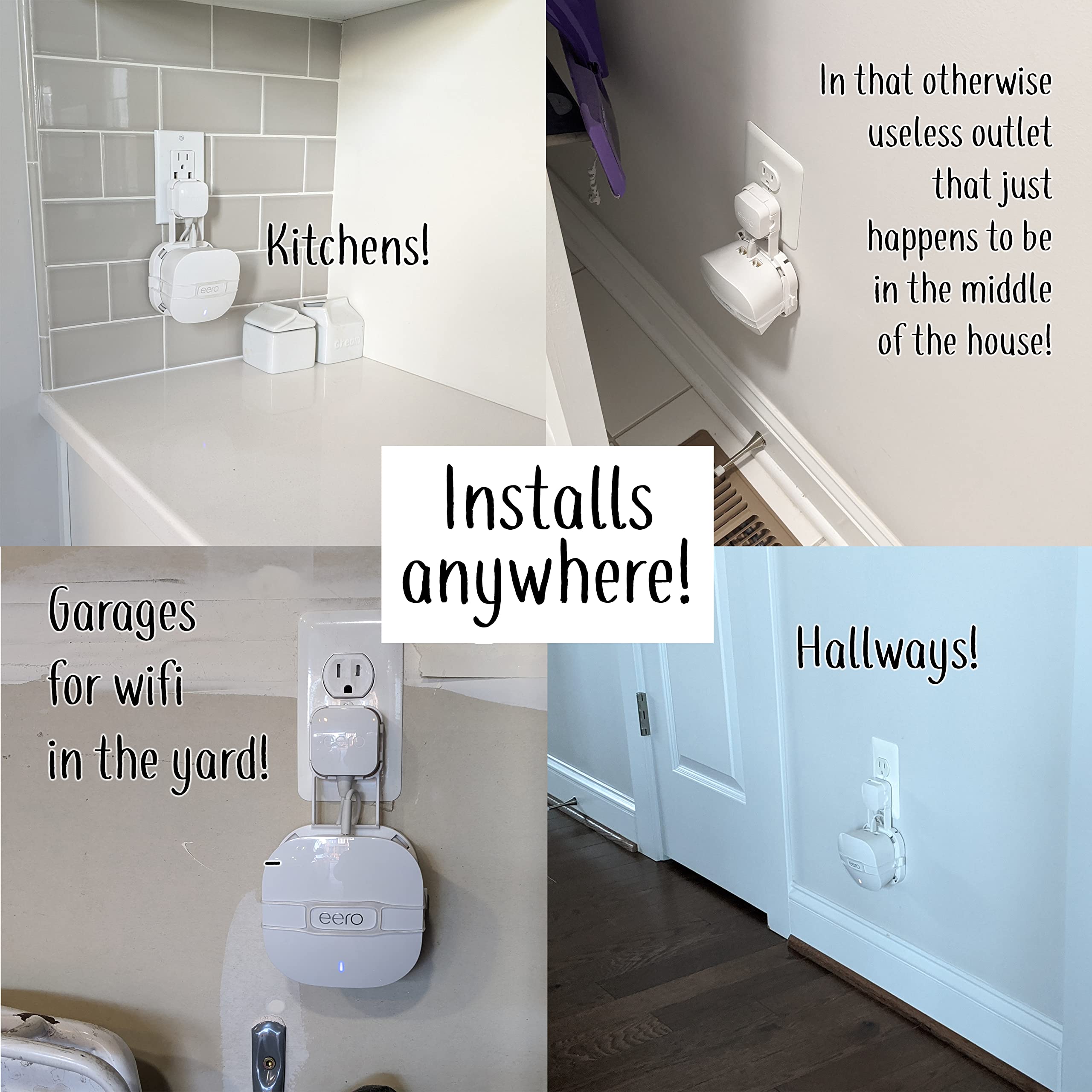 The Eero Genie For Eero 6, 6+, And Mesh Wi Fi: Wall Mount Outlet Holder Stand | Lowest Profile | Open Access | Multiple Install