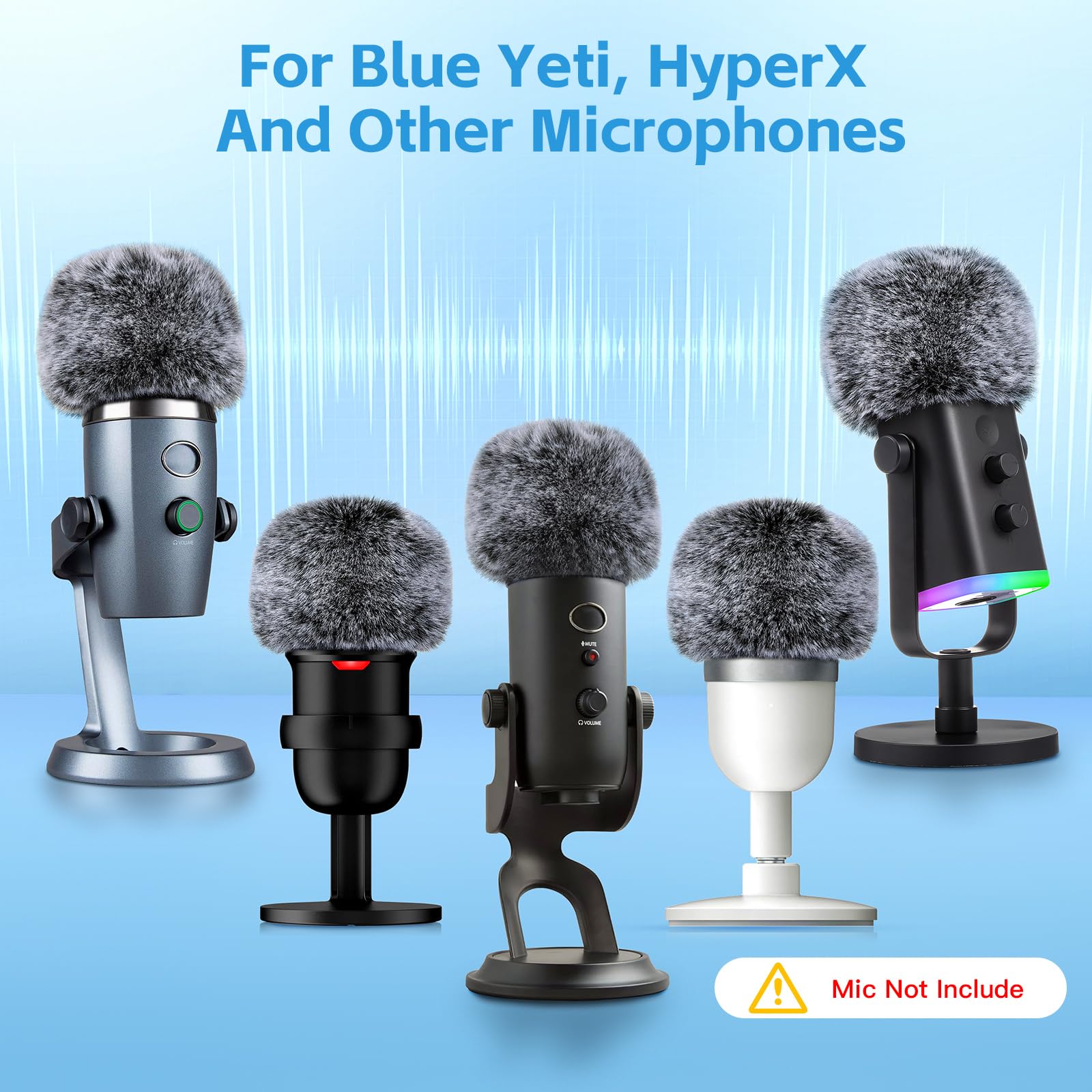 Zealsound Blue Yeti Pop Filter For Blue Yeti Microphone,Mic Foam Cover With Furry Windscreen Muff Windshield For Zealsound K66/Y