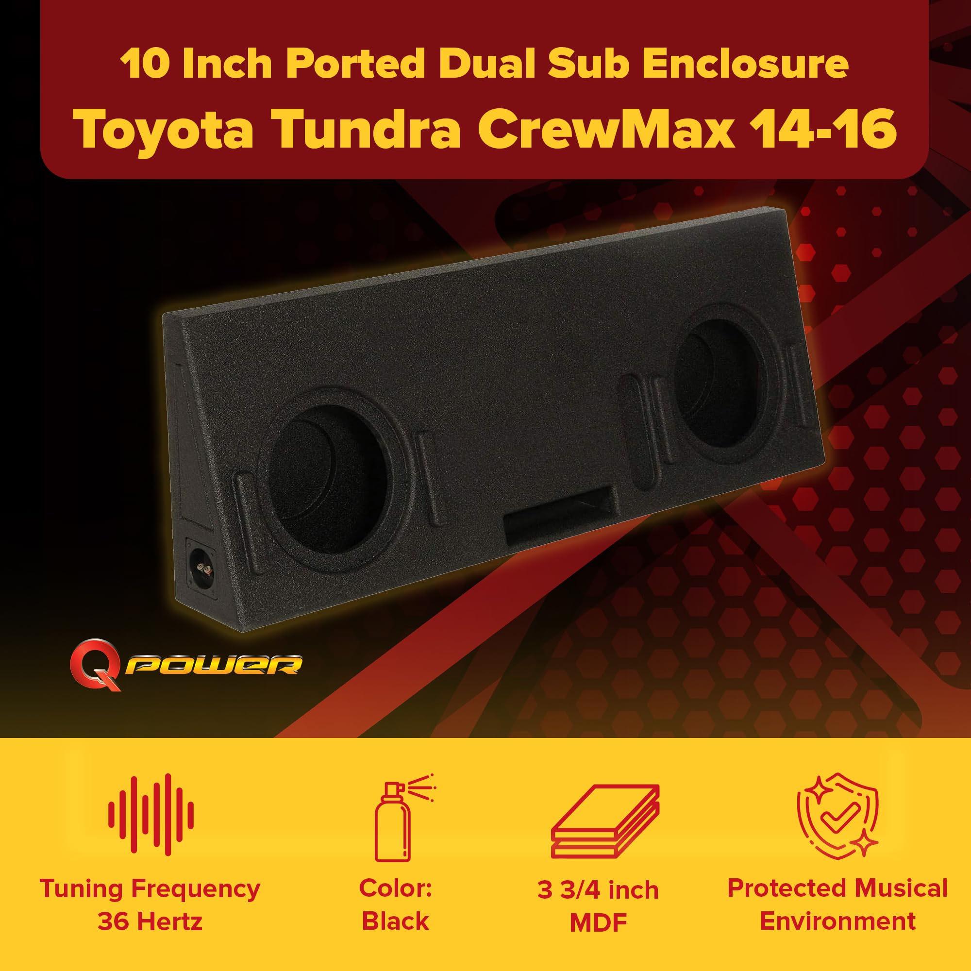 Qpower Dual 10'' Ported Sub Enclosure For Toyota Tundra Crew Max | Qbtundra14210