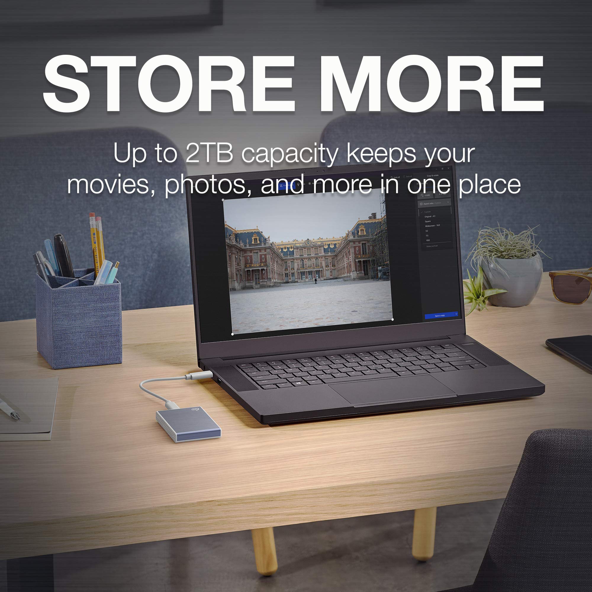 Seagate One Touch Ssd 2Tb External Ssd Portable - Blue, Speeds Up To 1030Mb/S, 6Mo Mylio Photo+ Subscription, 6Mo Dropbox Backup