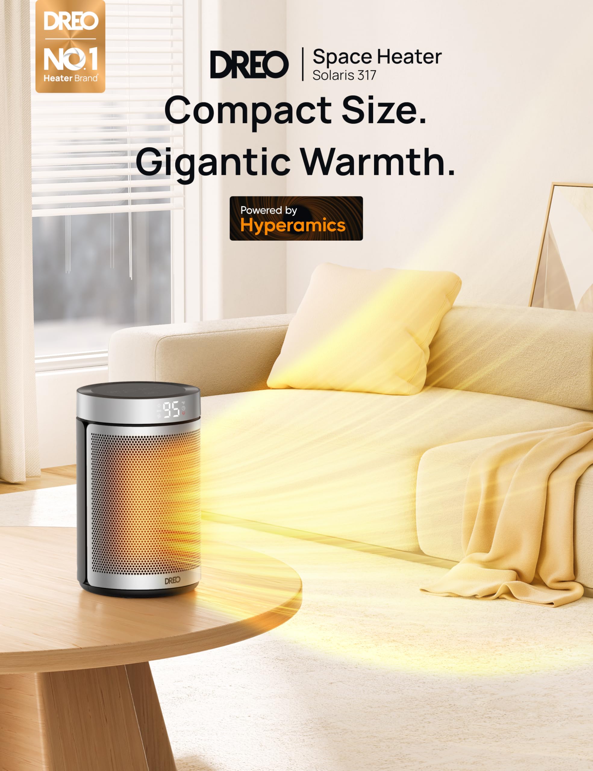 Dreo Space Heater, Portable Electric Heaters For Indoor Use With Thermostat, 1 12H Timer, Eco And Fan Mode, 1500W Ptc Ceramic Sa