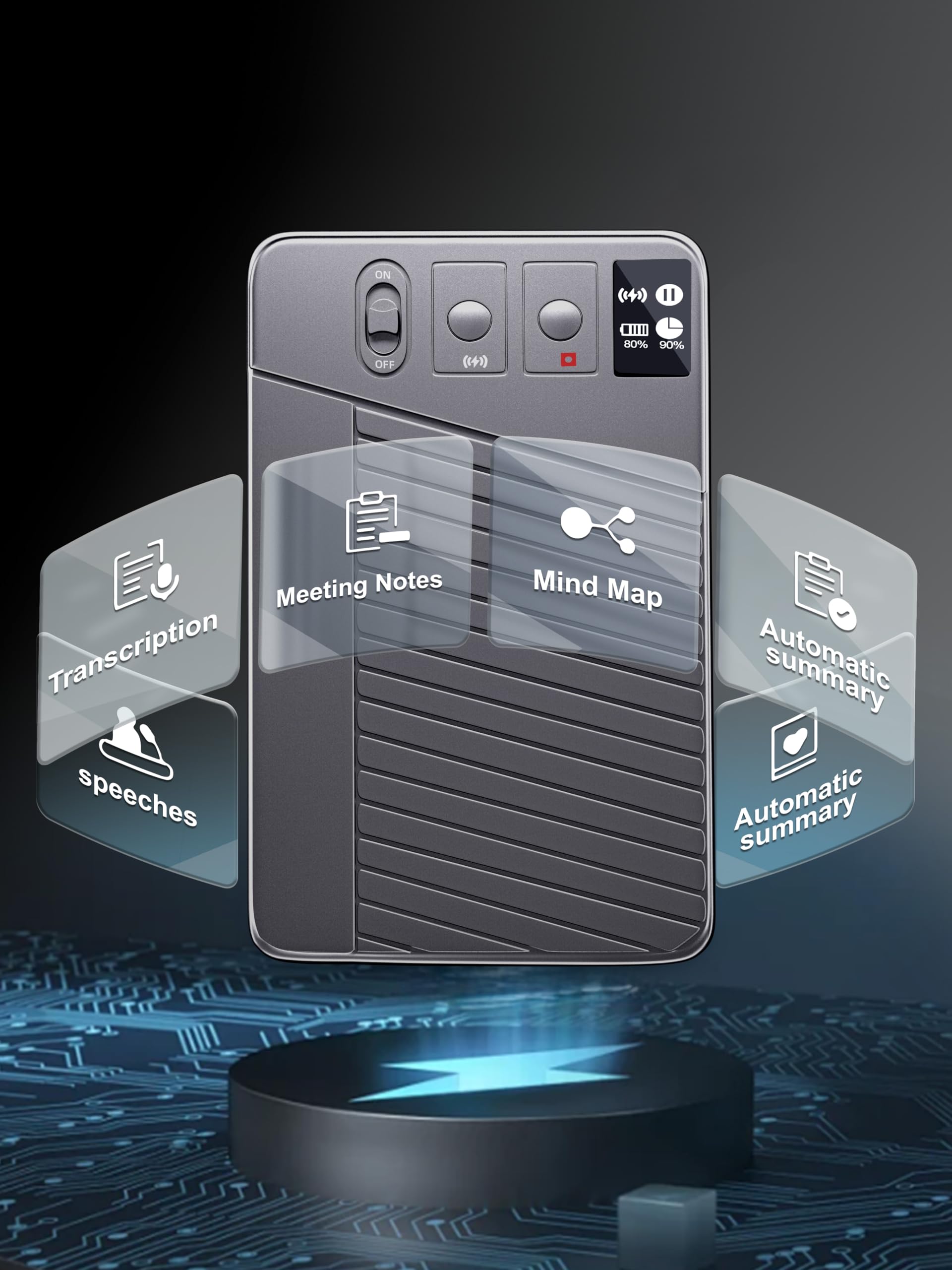 Ai Voice Recorder   Record,Transcribe,Charge 3 In 1,Support 107 Languages,Avoid Missing Meeting Highlights,64 Gb,Chatgpt Driven