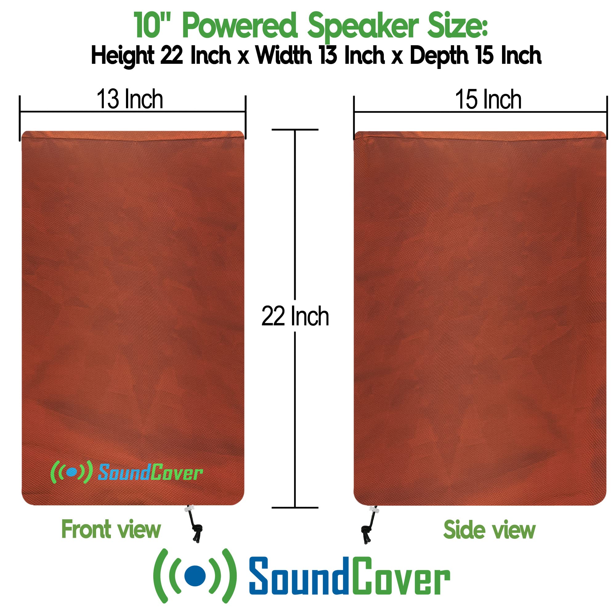 10 Inch Pa/Dj Lightweight Powered Speaker Cover Bag In Brown For Stand Mounted Speakers   Over The Top Fit, Water Resistant (Not
