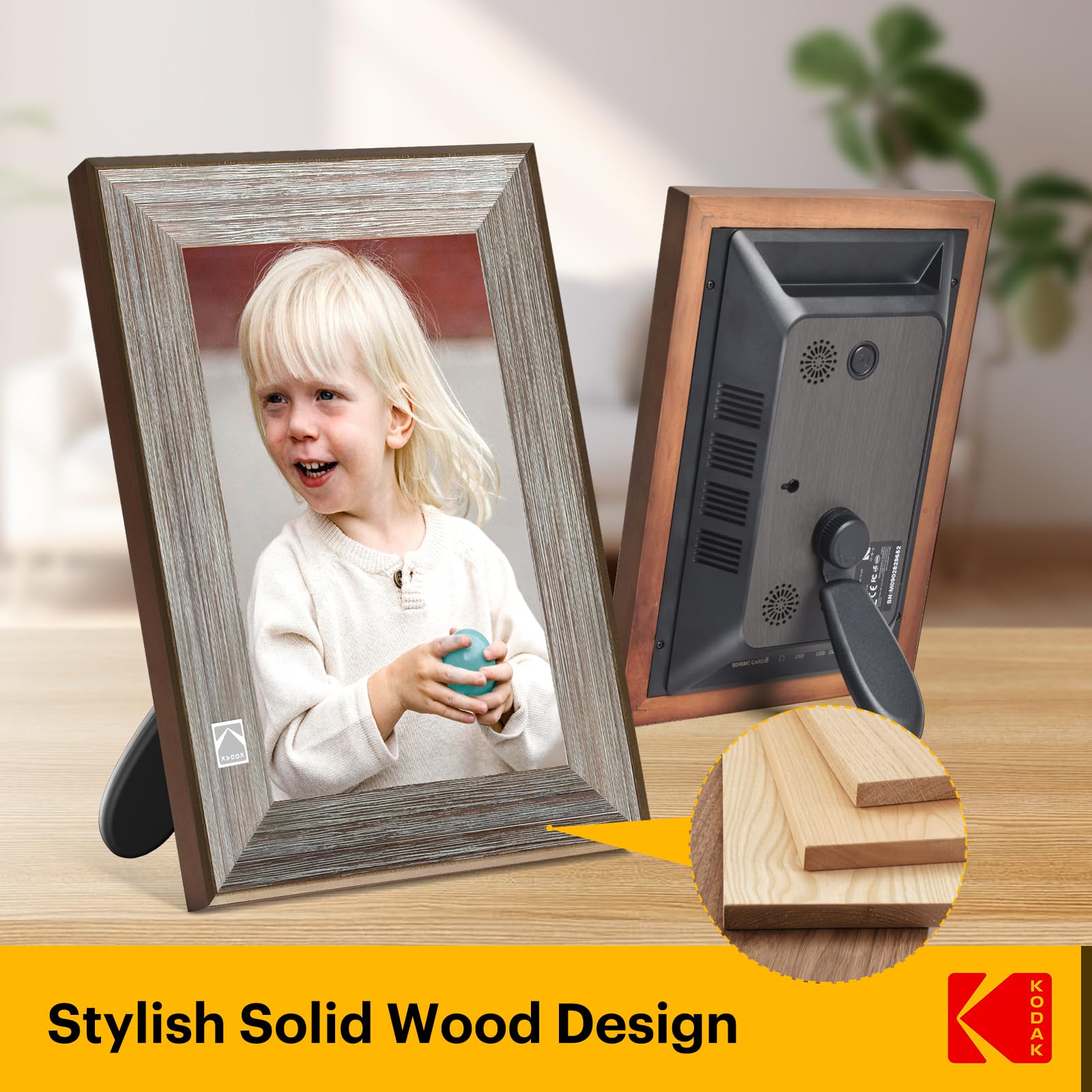 Kodak Wooden Wifi Digital Picture Frame, 32G 10.1 Inch Digital Photo Frame 1280X800 Hd Ips Touch Screen, Auto Rotate, Share Phot