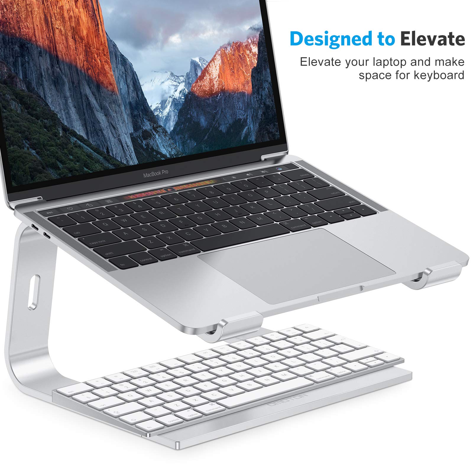 Omoton Laptop Stand, Detachable Laptop Mount, Aluminum Laptop Holder Stand For Desk, Compatible With Macbook Air/Pro, Dell, Hp, Lenovo And All Laptops (11 16 Inch), Silver