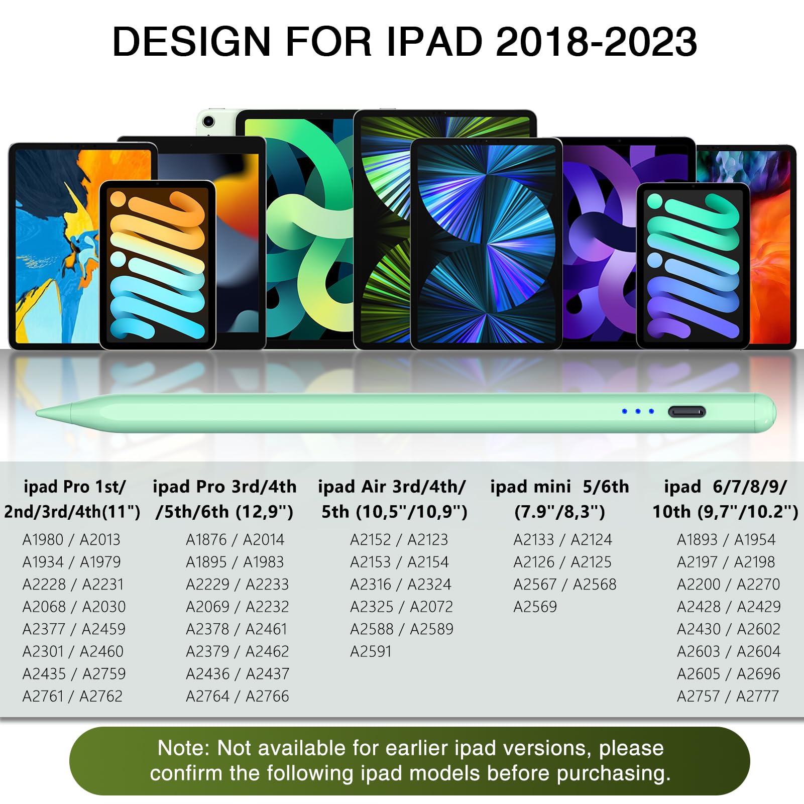 Pen For Ipad 2018 2023, Hatoku Quick Charging Pencil 2Nd Generation With Tilt & Palm Rejection, Pen For Ipad Compatible With Ipa