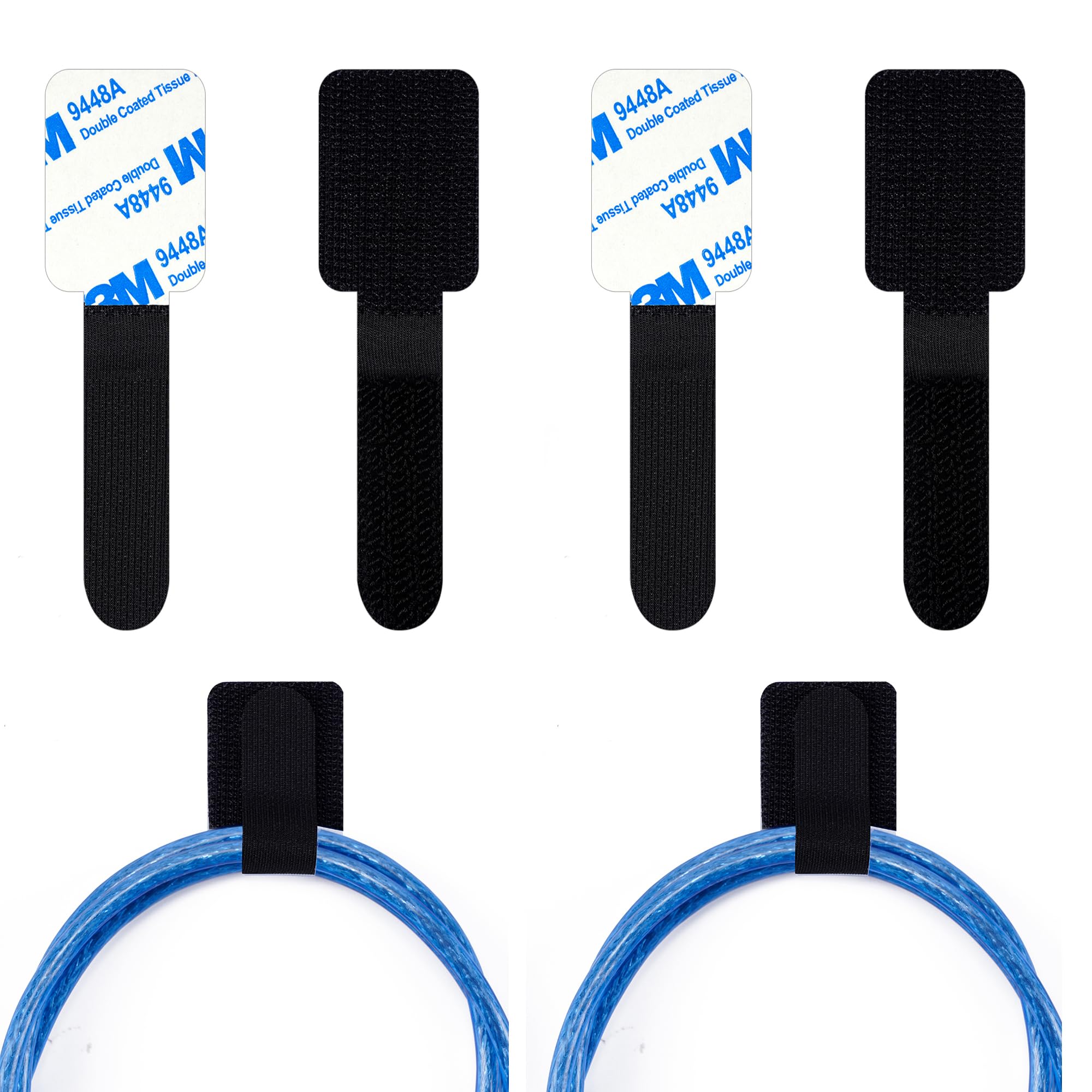 40Pcs Self Adhesive Cable Ties Wire Organizer Cord Adjustable Hook And Loop Cable Clips Bundlers Cable Organizers For Kitchen Ap