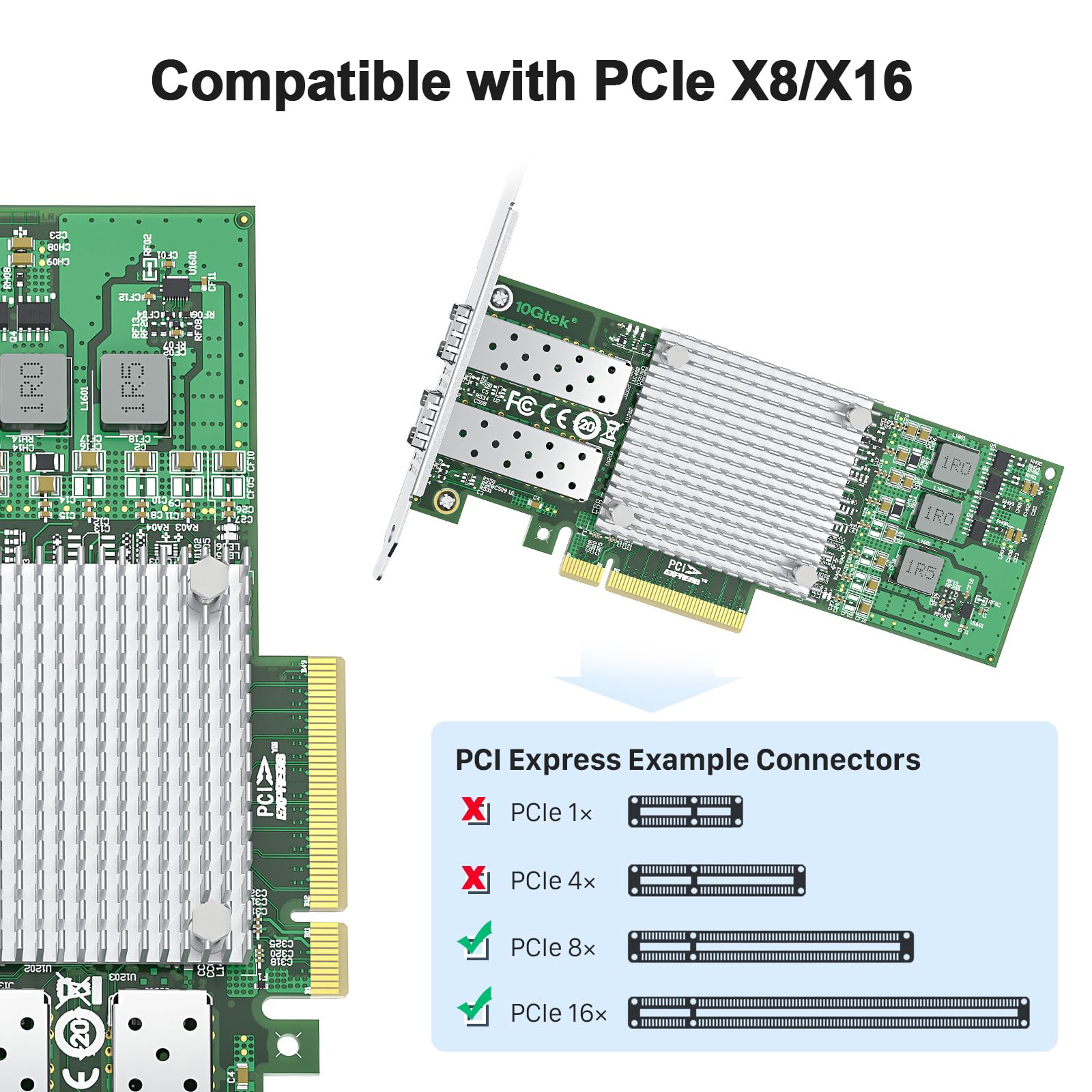 10Gtek 10Gb Pci E Nic Network Card, With Broadcom Bcm57810S Chipset, Dual Sfp+ Port, Pci Express Ethernet Lan Adapter Support Wi