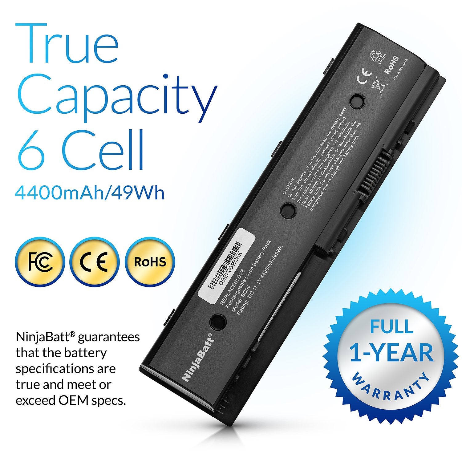 Ninjabatt Battery For Hp 699468 001 671731 001 M006 Mo06 Mo09 672412 001 M6 1105Dx Hstnn Yb3N Hstnn Lb3N M6 1205Dx Hstnn Ub3N M7 1015Dx M009 Tpn W106   High Performance [6 Cells/4400Mah/49Wh]